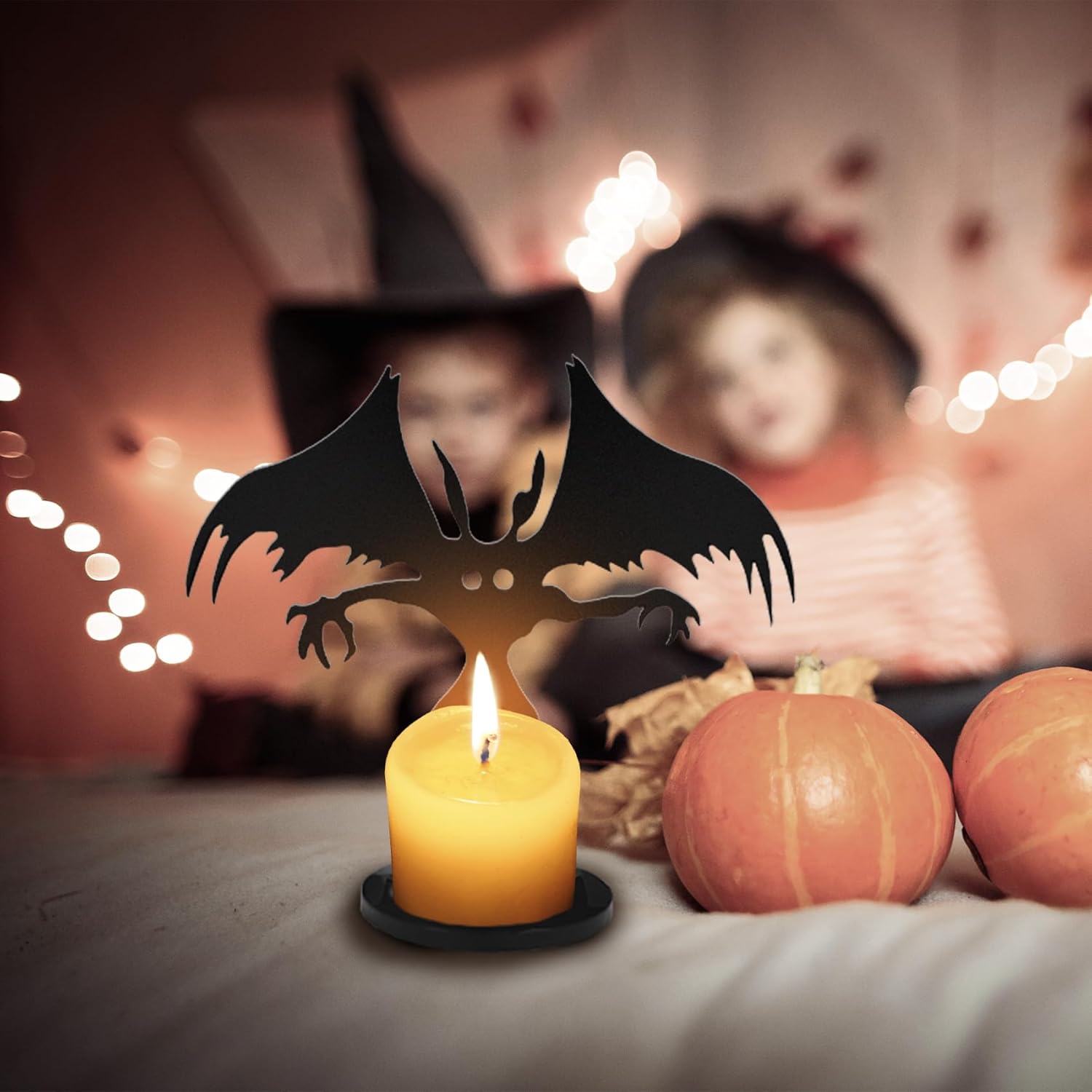 Portavelas de Halloween, divertidas decoraciones de Halloween, luz de té de sombra de hombre polilla, decoraciones de Halloween aterradoras para