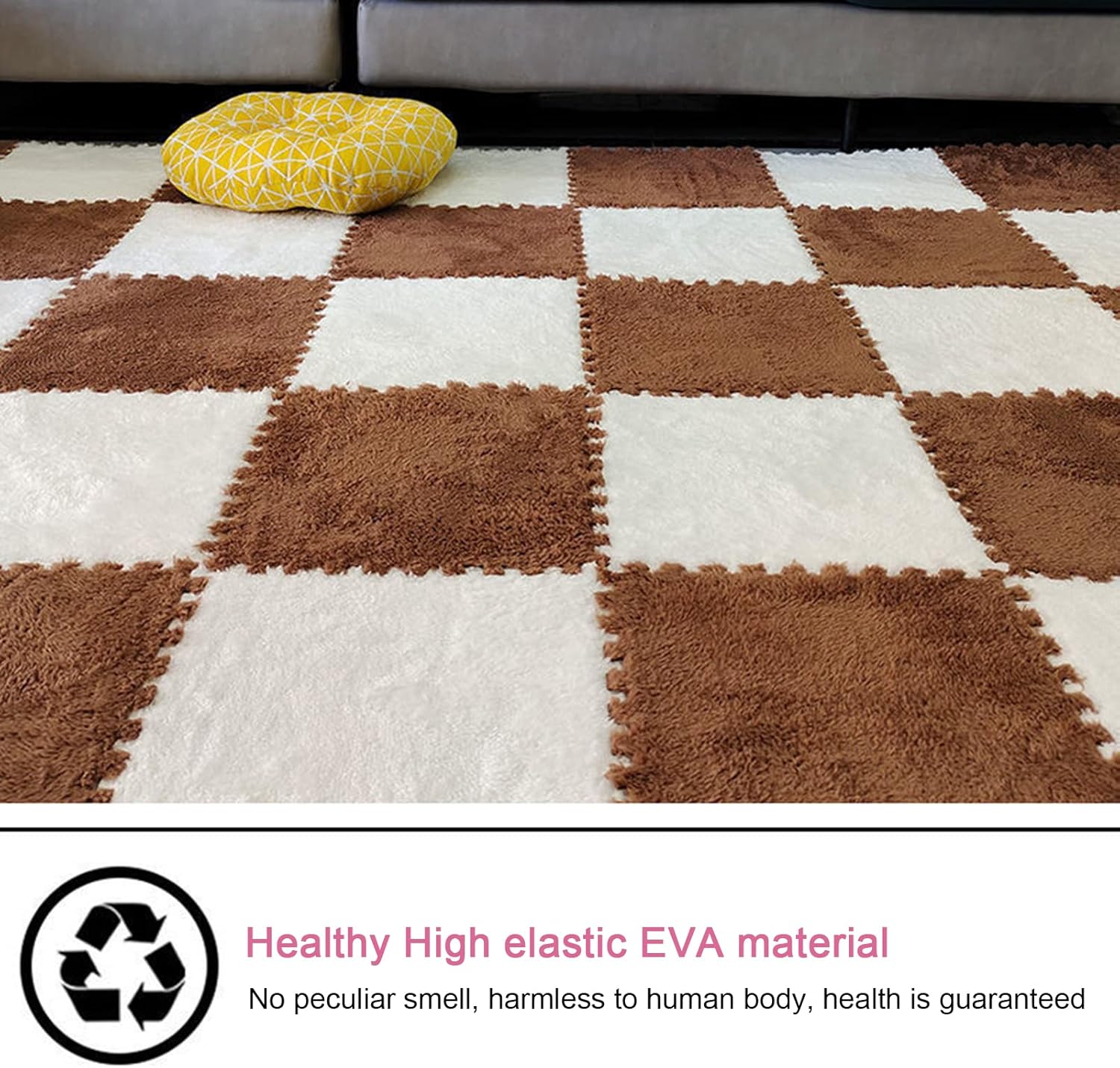 10 tapetes de espuma de rompecabezas de felpa, entrelazados, suaves y antideslizantes, tapete de espuma para gimnasio en casa, 12 x 12 pulgadas1 x 1