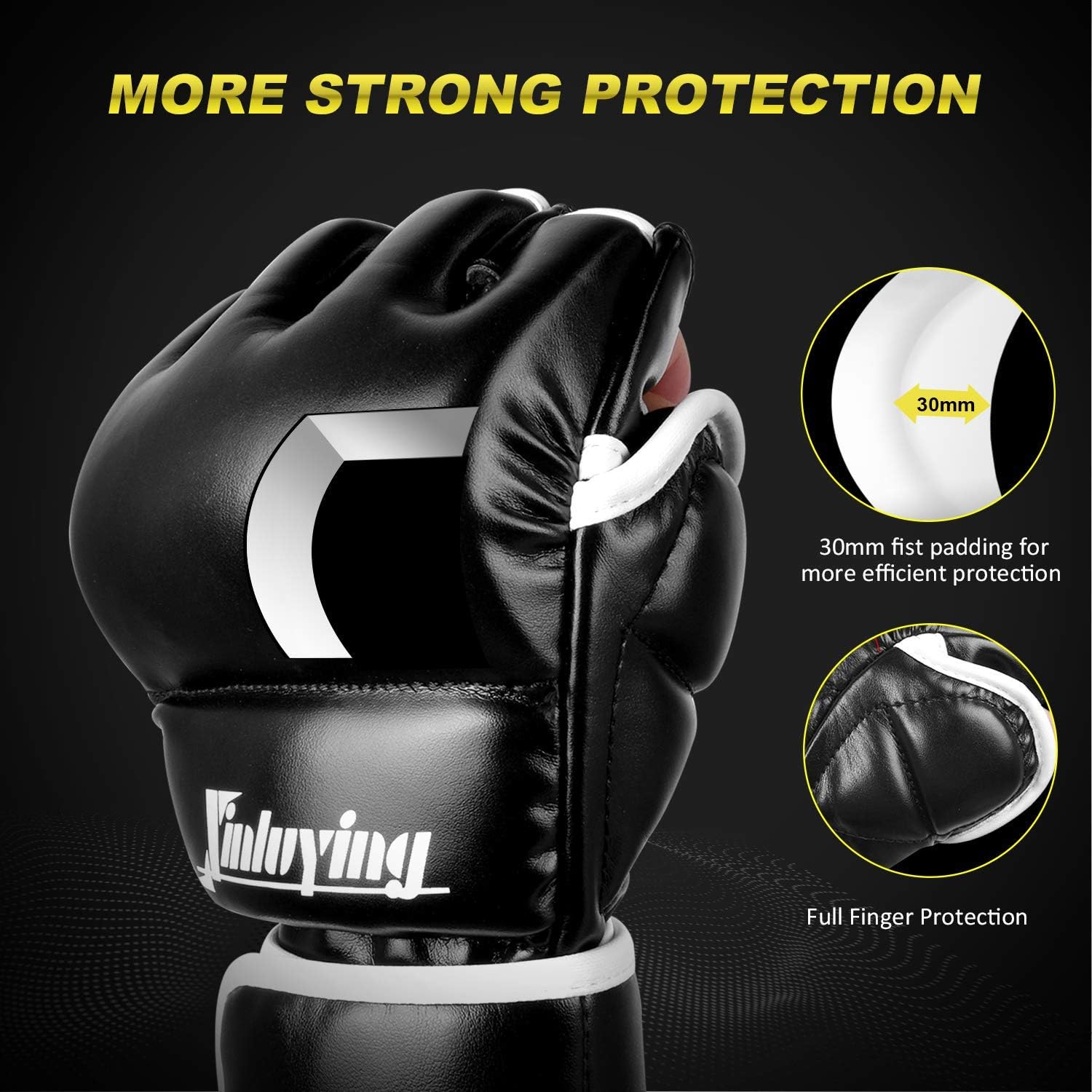 Xinluying Guantes de artes marciales de artes marciales, saco de boxeo UFC, medio guante para entrenamiento de boxeo para hombres y mujeres