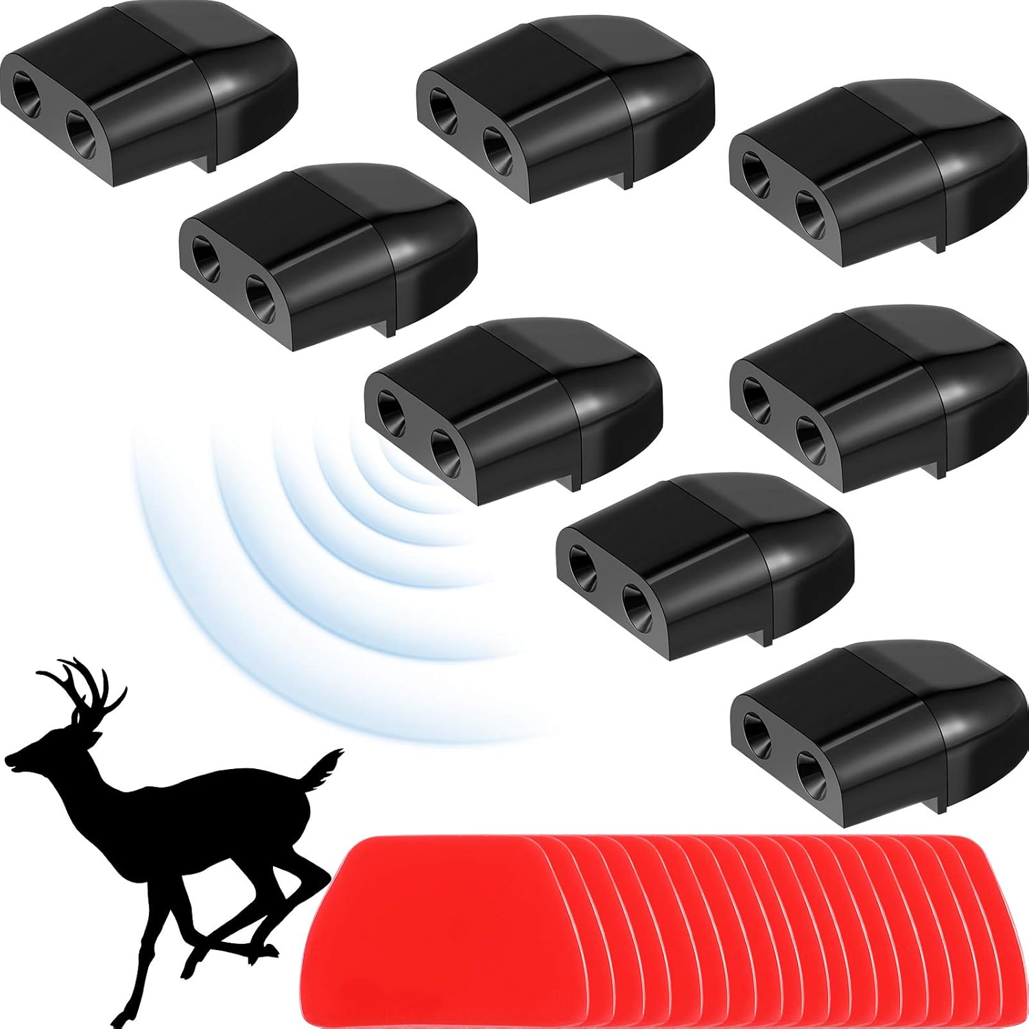 BBTO 8 dispositivos de silbato de advertencia de ciervos de automóvil de doble construcción, dispositivos de silbato de advertencia de ciervos,