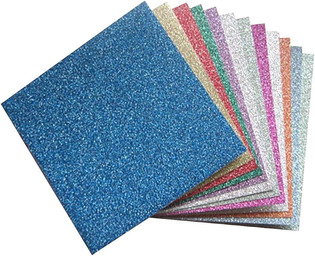 SEWACC 12 hojas de papel de origami de 6 x 6 pulgadas para papel de regalo con purpurina para niños, papel plegable metálico de origami brillante,