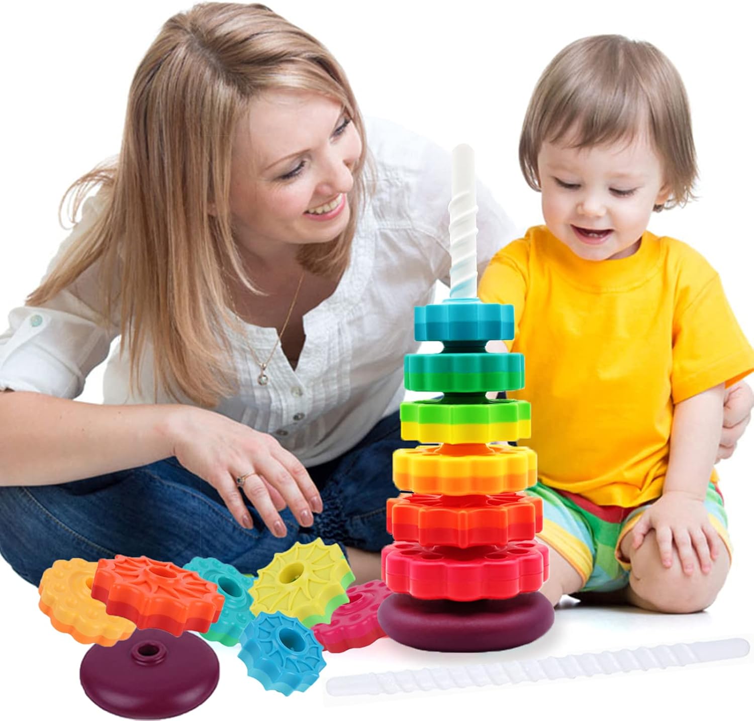 BYFWH Juguete apilable para bebés, juguete apilable prémium para niños, juguete apilable giratorio para bebés y niños pequeños, juguete educativo de