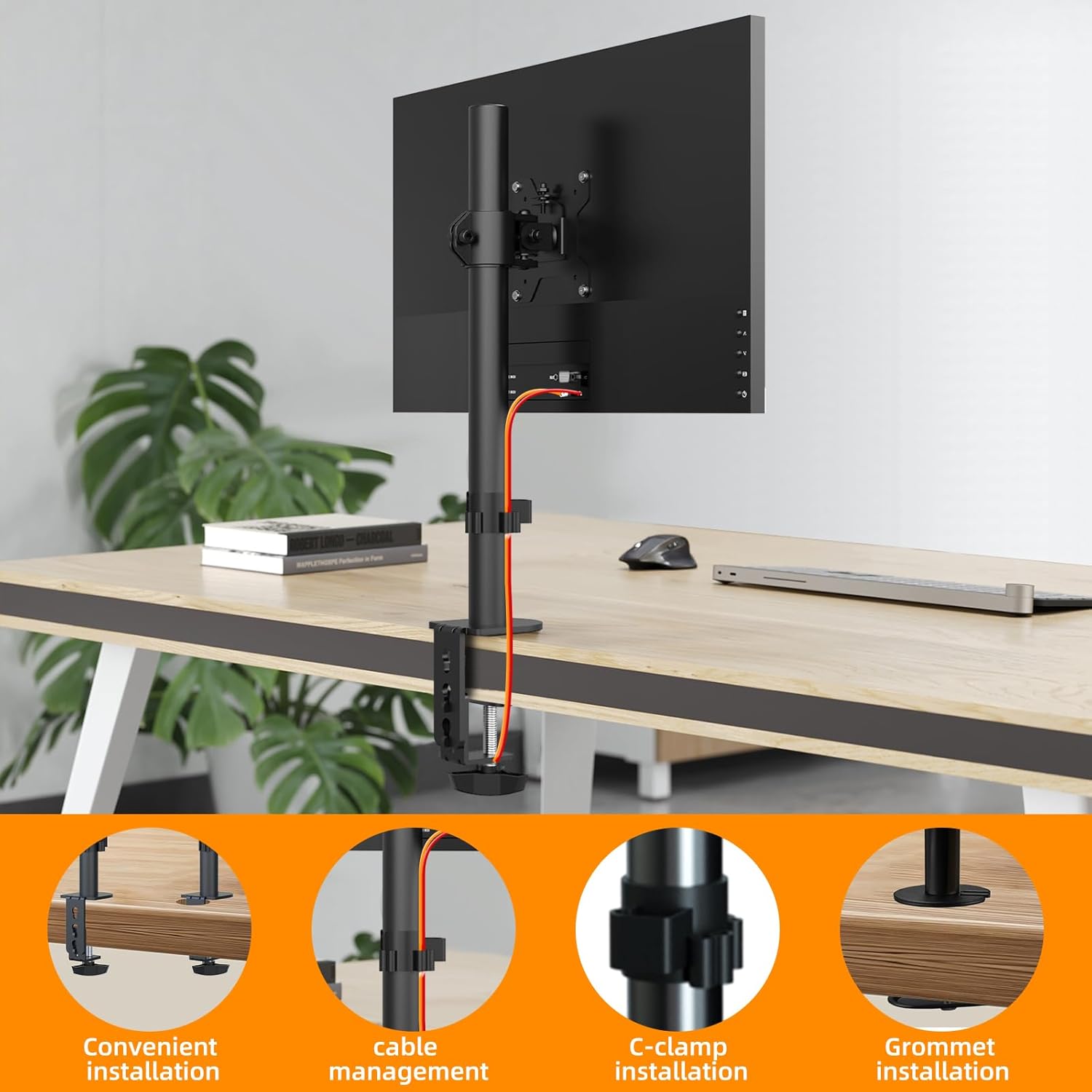 PHOLITEN Soporte de monitor para la mayoría de pantallas de computadora de 13-32 pulgadas de hasta 22 libras, soporte de monitor de escritorio