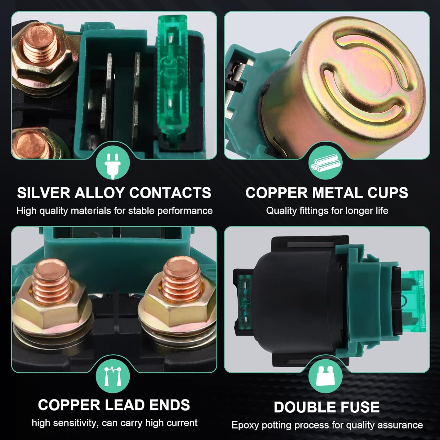 Cyleto Relé solenoide de arranque para Kawasaki BAYOU 220 KLF200 1988-2002ATVBAYOU 250 KLF250 2003-2010 ATVKLX650 KLX 650 1993-1996VN800 VULCAN 800