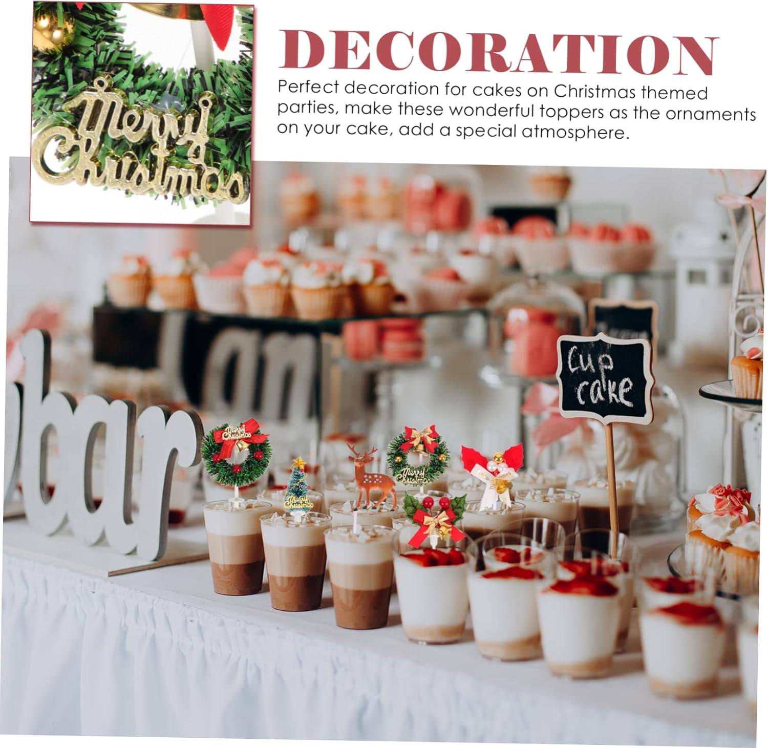 12pcs Christmas Cake Topper Bakery Picks Wreath Cupcake Toppers Cake Pick Topper Cocktail Pick Cocktail Toppers Christmas Cupcake Decorations
