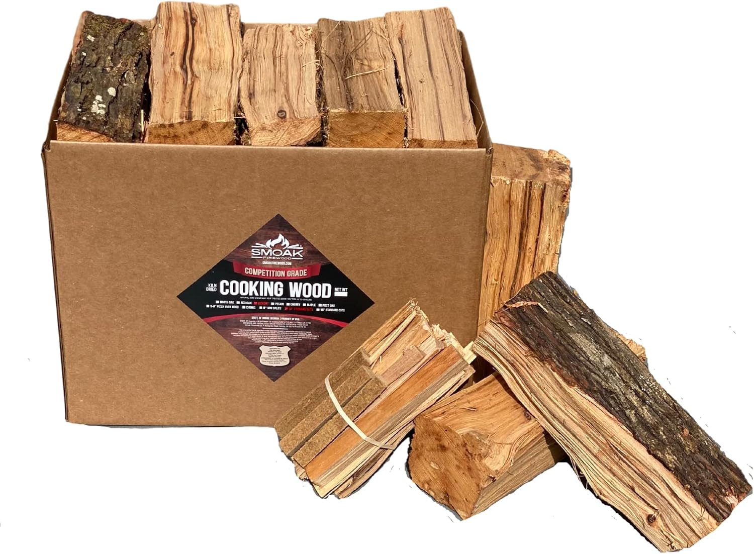 Smoak Firewood Troncos de madera y leña prémium de 12 pulgadas de longitud, utilizados para parrillas, ahumadores, hornos de pizza, fogatas o