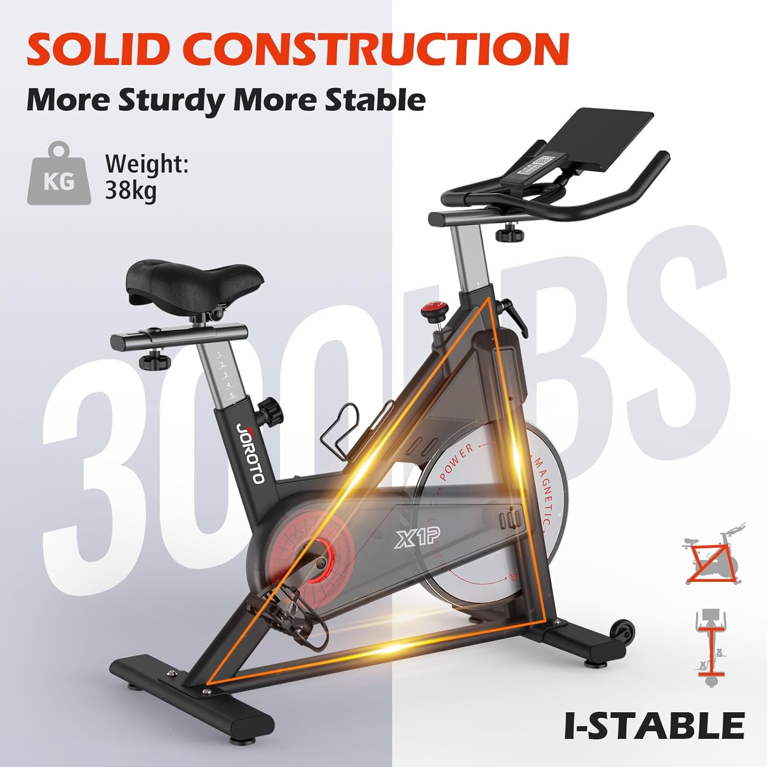 JOROTO Bicicletas estacionarias para el hogar  Bicicleta estática con resistencia magnética, bicicleta de entrenamiento para interiores con soporte