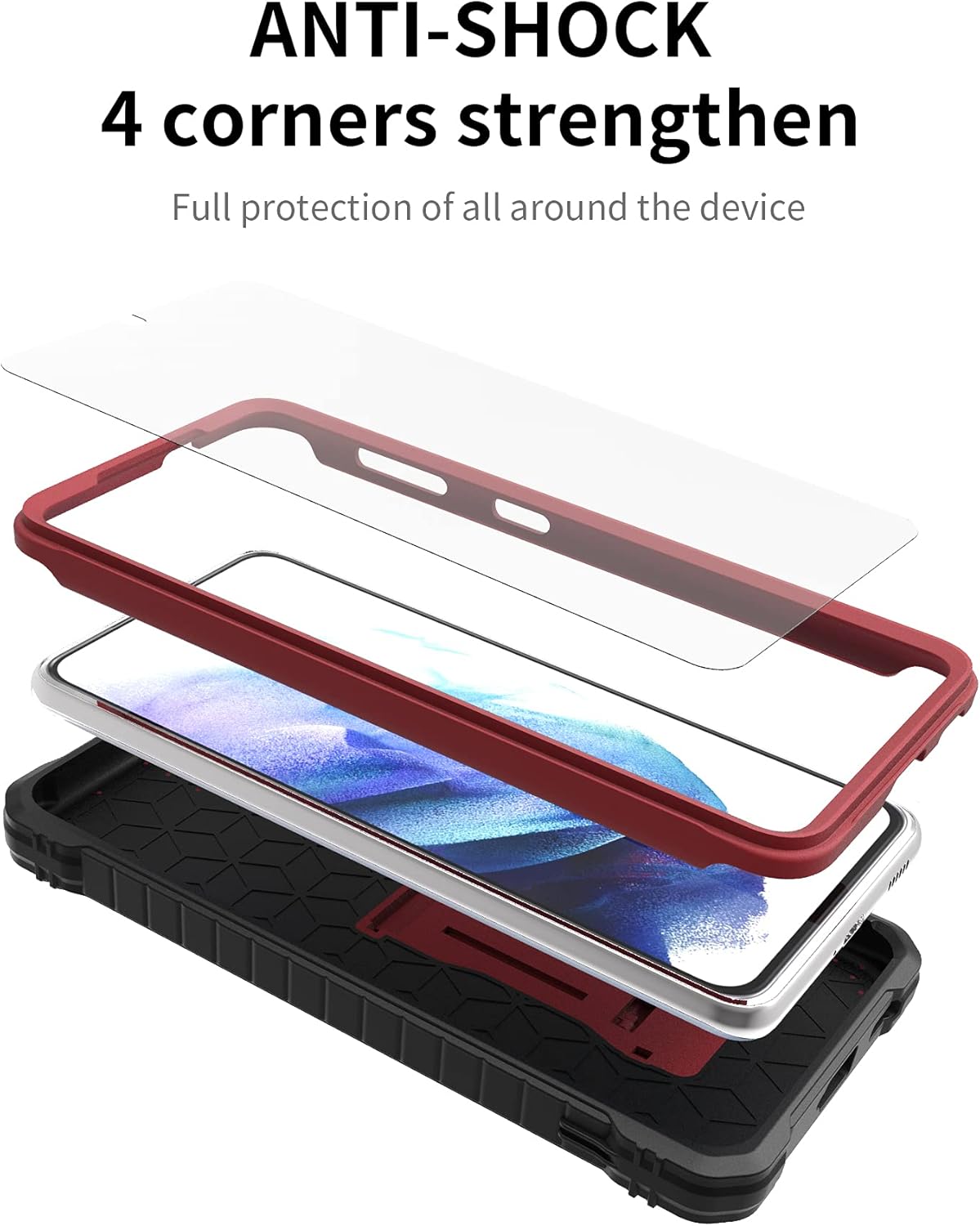 DUOPAL Funda para Samsung Galaxy S21 Plus, protección de grado militar, a prueba de golpes, con protector de pantalla HD de vidrio templado y