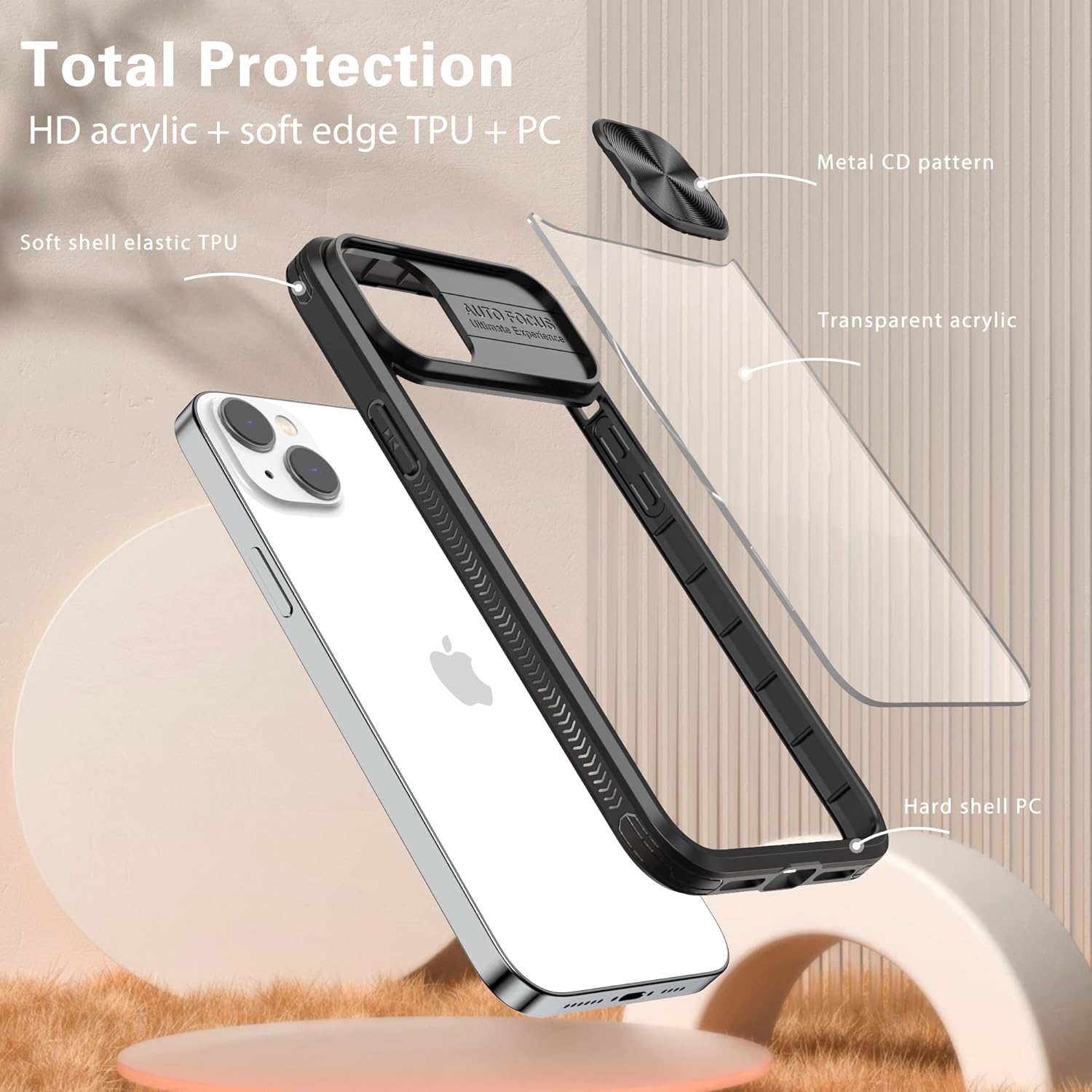 Asuwish Funda de teléfono para iPhone 15 de 6.1 pulgadas con protector de pantalla, cubierta de cámara, protección de cuerpo completo 360, delgada,