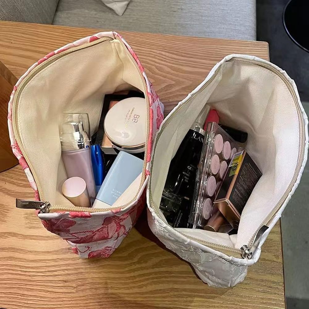 Bolsas de cosméticos florales para mujeres y niñas, bolsas de maquillaje grandes de lona estética, bolsa organizadora de maquillaje, bolsa con