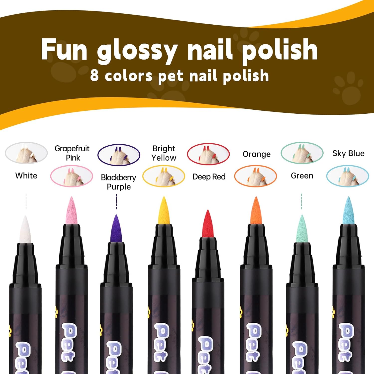 Esmalte de uñas para perro, juego de 8 colores para esmalte de uñas para mascotas, esmalte de uñas de secado rápido, esmalte de uñas para cachorros,