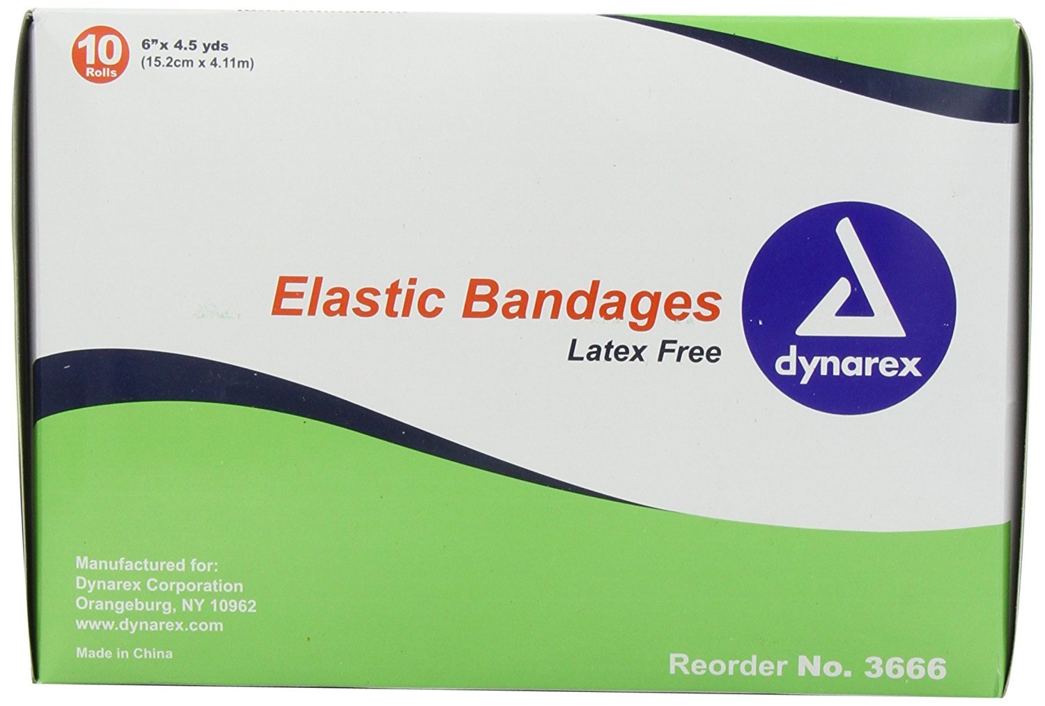 Dynarex Vendajes elásticos, excelente compresión y estiramiento, sin látex, vendaje elástico envuelto individualmente con 2 clips, 6 pulgadas x 5