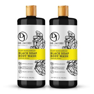 Dr Jacobs Naturals Auténtico jabón líquido africano negro, lavado facial hidratante todo en uno, gel de baño corporal para piel sensible, champú y Dr Jacobs Naturals Auténtico jabón líquido africano negro, lavado facial hidratante todo en uno, gel de baño corporal para piel sensible, champú y