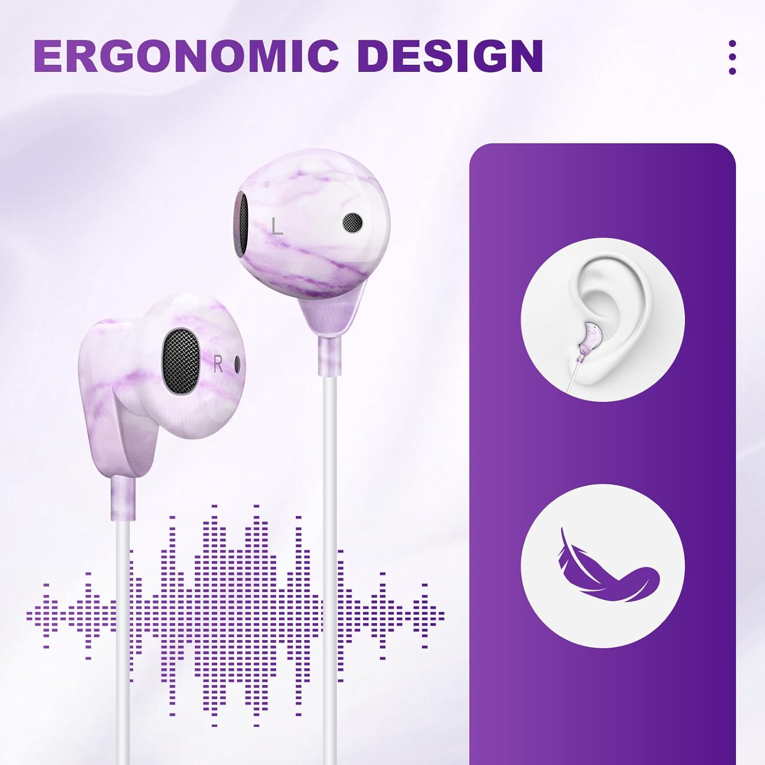 Auriculares con cable con micrófono, auriculares con cable de 0.138 in, auriculares con cable intrauditivos estéreo de alta fidelidad, conector de