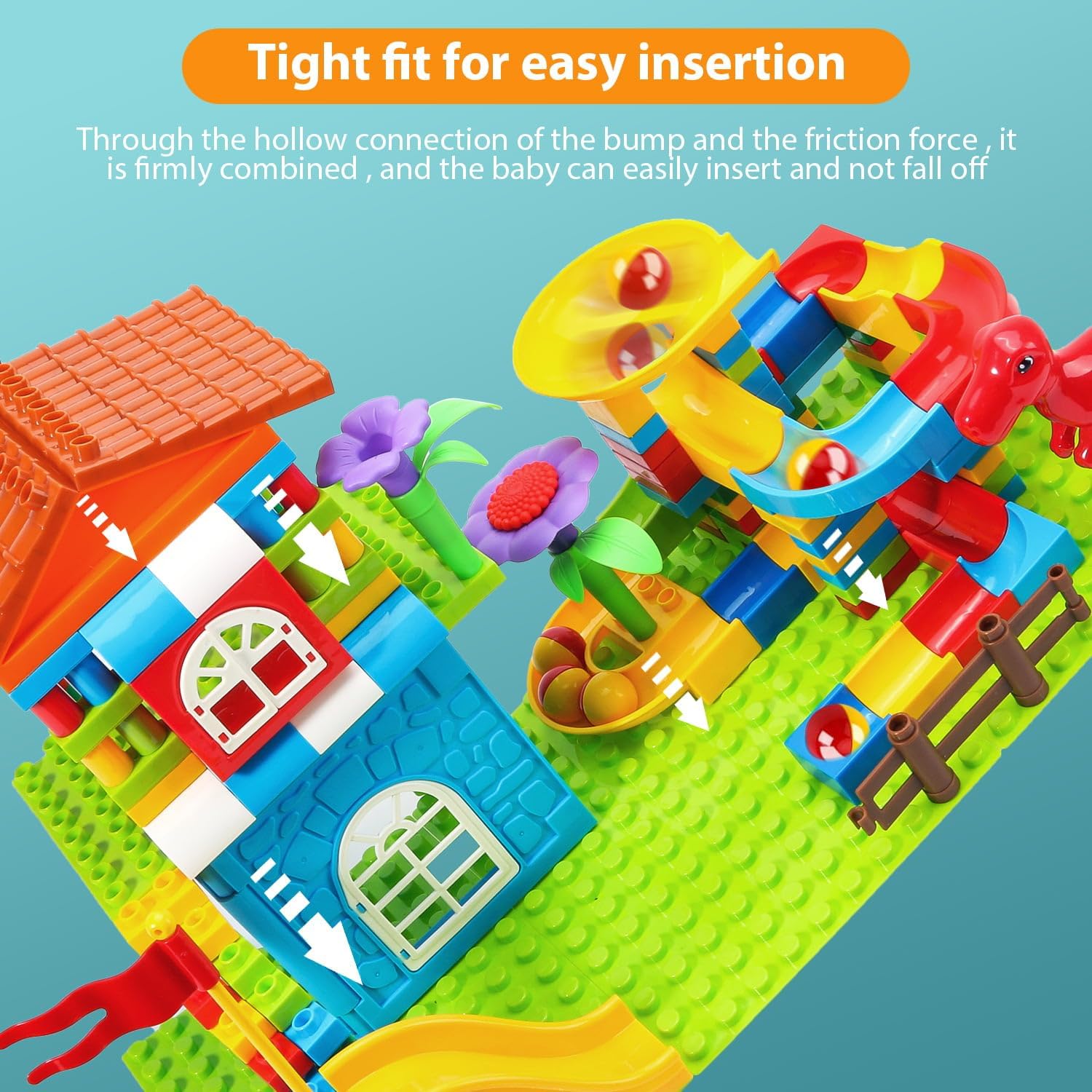 Marble Run Big Building Blocks, 187 piezas, pista de carreras para niños, juguete educativo STEM para niños de 3 a 8 años, juguetes de cumpleaños y
