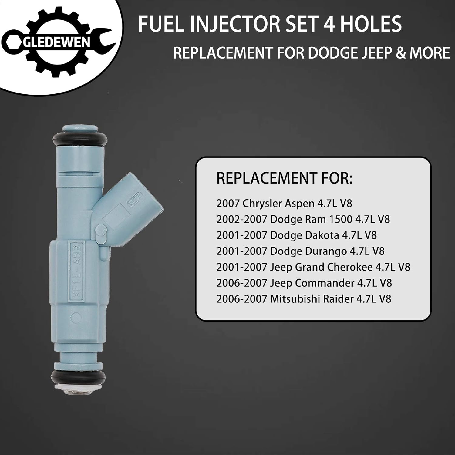 Inyector de combustible, 4 agujeros, 8 piezas  Reemplazo para Dodge Dakota Durango Ram 1500 Jeep Grand Cherokee Commander 4.7L V8 2001-2007