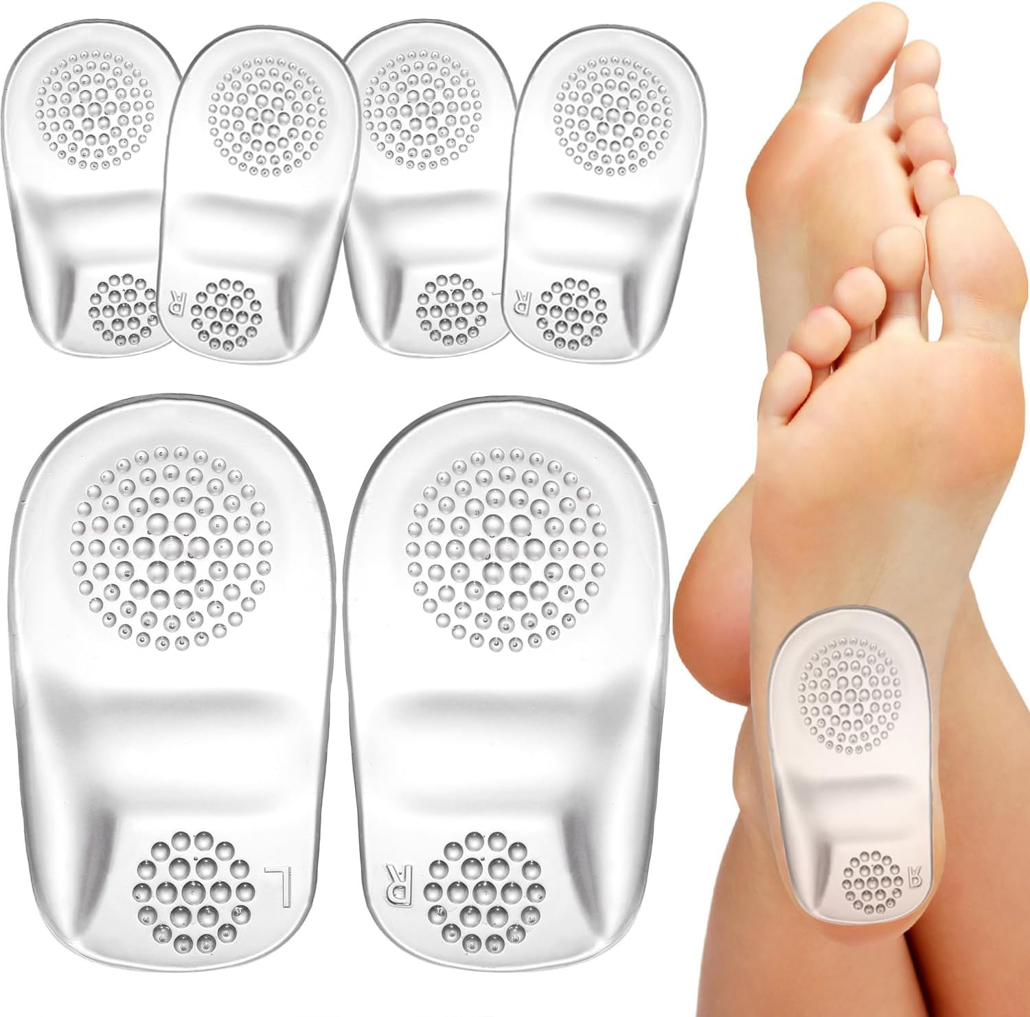 3 pares de almohadillas transparentes para el talón, plantillas de talón de copas para zapatos, cojines de talón de gel autoadhesivos suaves,