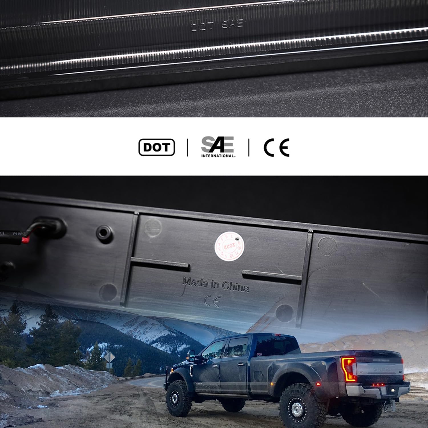 NSLUMO Barra de luz LED para portón trasero de repuesto para F-ord 2017-2023 F350 F450 F550 Dually DRW rojo brillante 54-SMD LED freno trasero ID