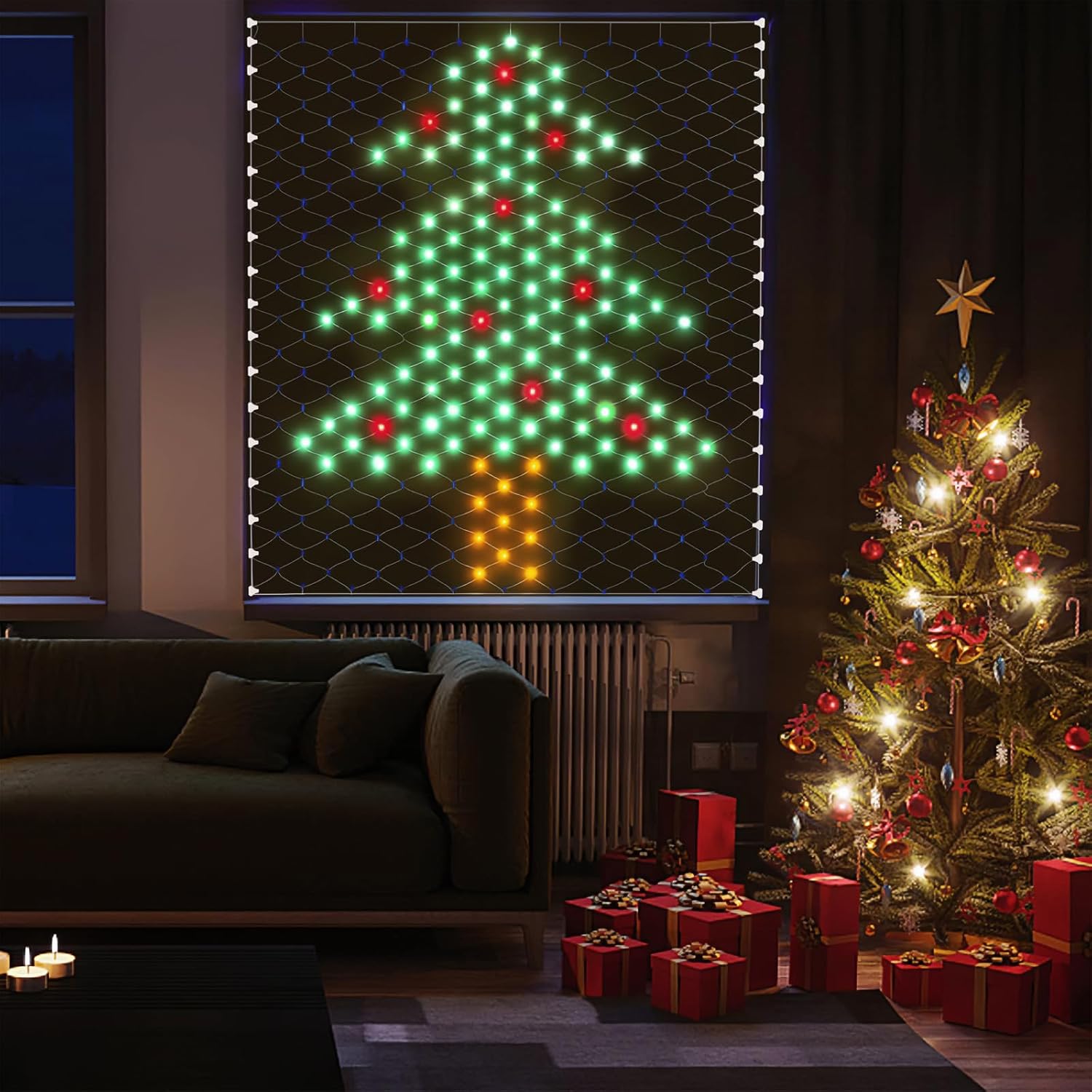 320 luces LED de Navidad para exteriores, luces de red de 3.9 pies x 4.3 pies, 8 modos de decoración de luz LED de Navidad, decoraciones de Navidad