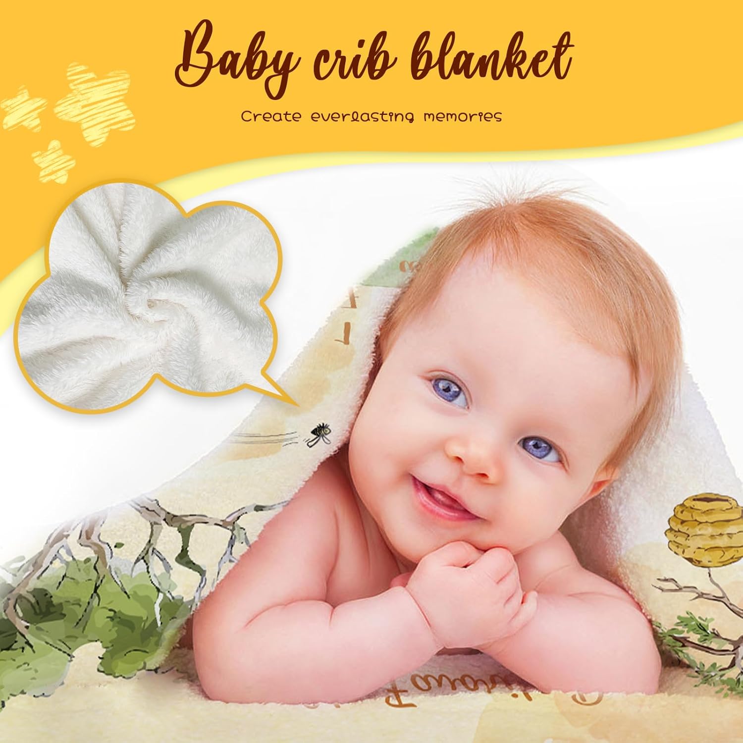 Manta clásica de Winnie Baby Monthly Milestone  Pooh Bear Baby Stuff Winnie Milestone Manta para decoración de guardería de bebé niño niña 47 x 40