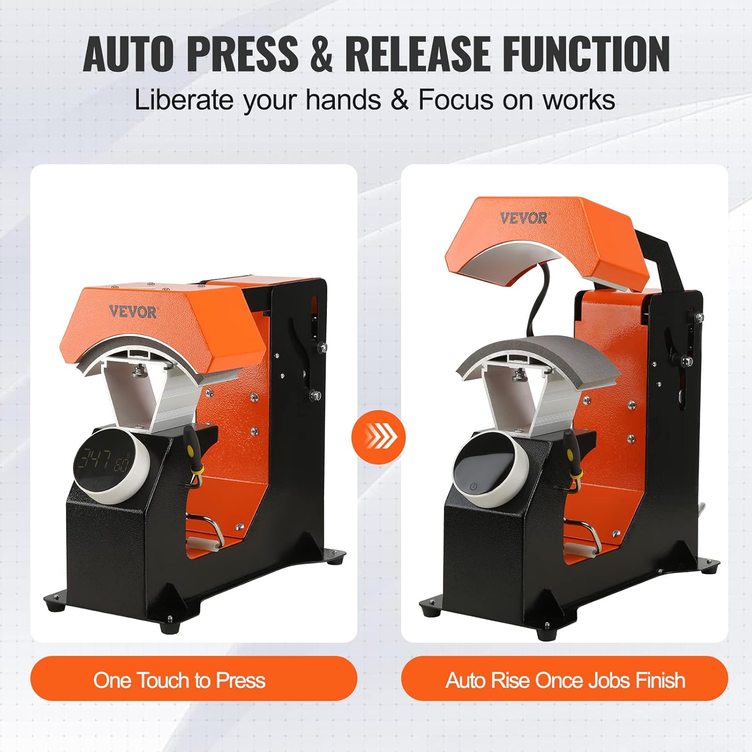 VEVOR Máquina de prensa de calor para sombreros, prensa de calor automática 3 en 1 con 3 placas intercambiables (6.6 x 3.9, 6.6 x 3 y 6.1 x 2.75),