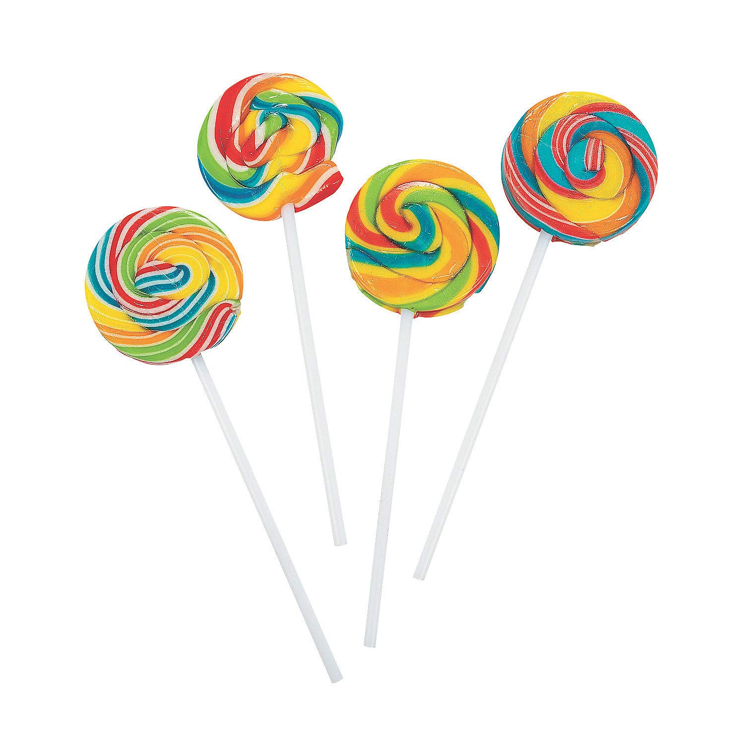 Pequeñas paletas de remolino arcoíris (paquete de 24 paletas envueltas individualmente) Dulces de cumpleaños, fiestas y eventos