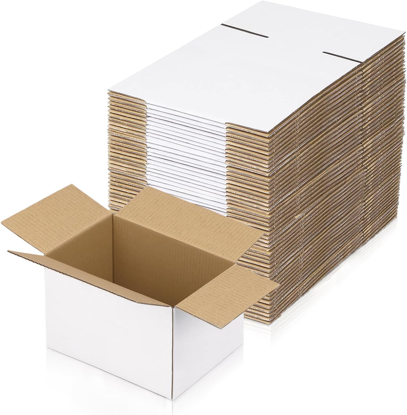 Cajas de envío de 7 x 5 x 4 pulgadas, paquete de 50 cajas de cartón corrugado color blanco para embalaje de pequeñas empresas, mudanza, correo
