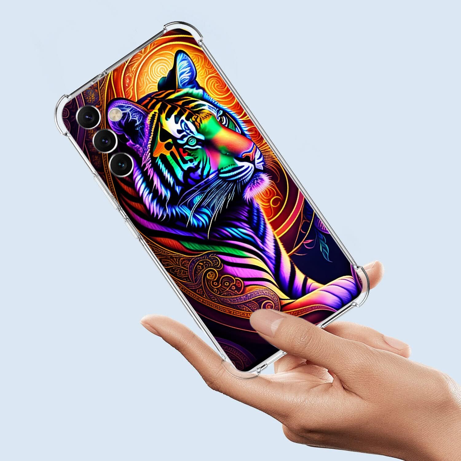 Beaucov Funda para Galaxy A54 5G, diseño de mandala de tigre colorido, protección contra caídas, a prueba de golpes, carcasa protectora de cuerpo
