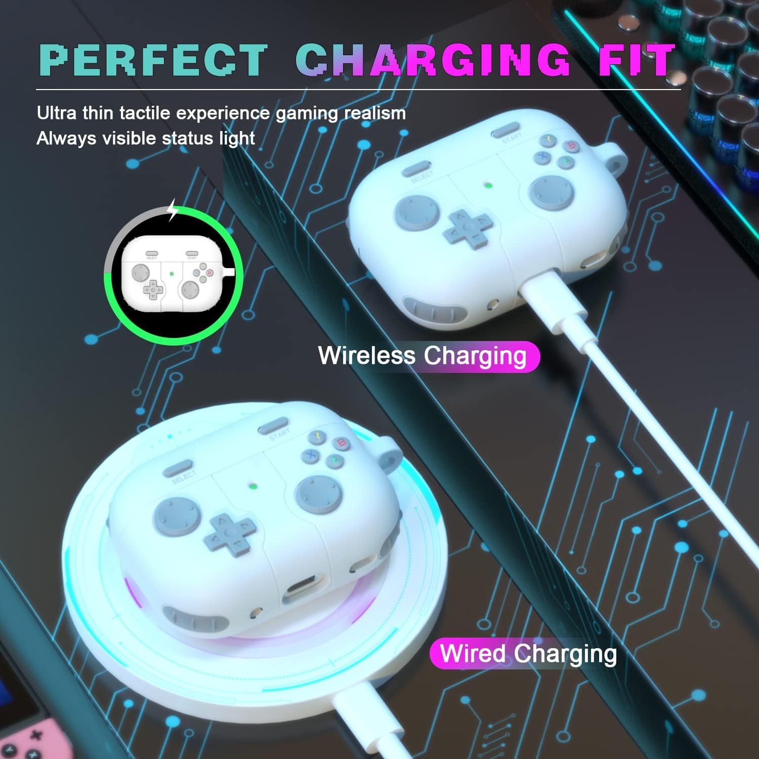 Funda para AirPods Pro de 21 generación con llavero, diseño de jugador de juegos para niños, hombres y mujeres, funda de silicona suave para AirPods