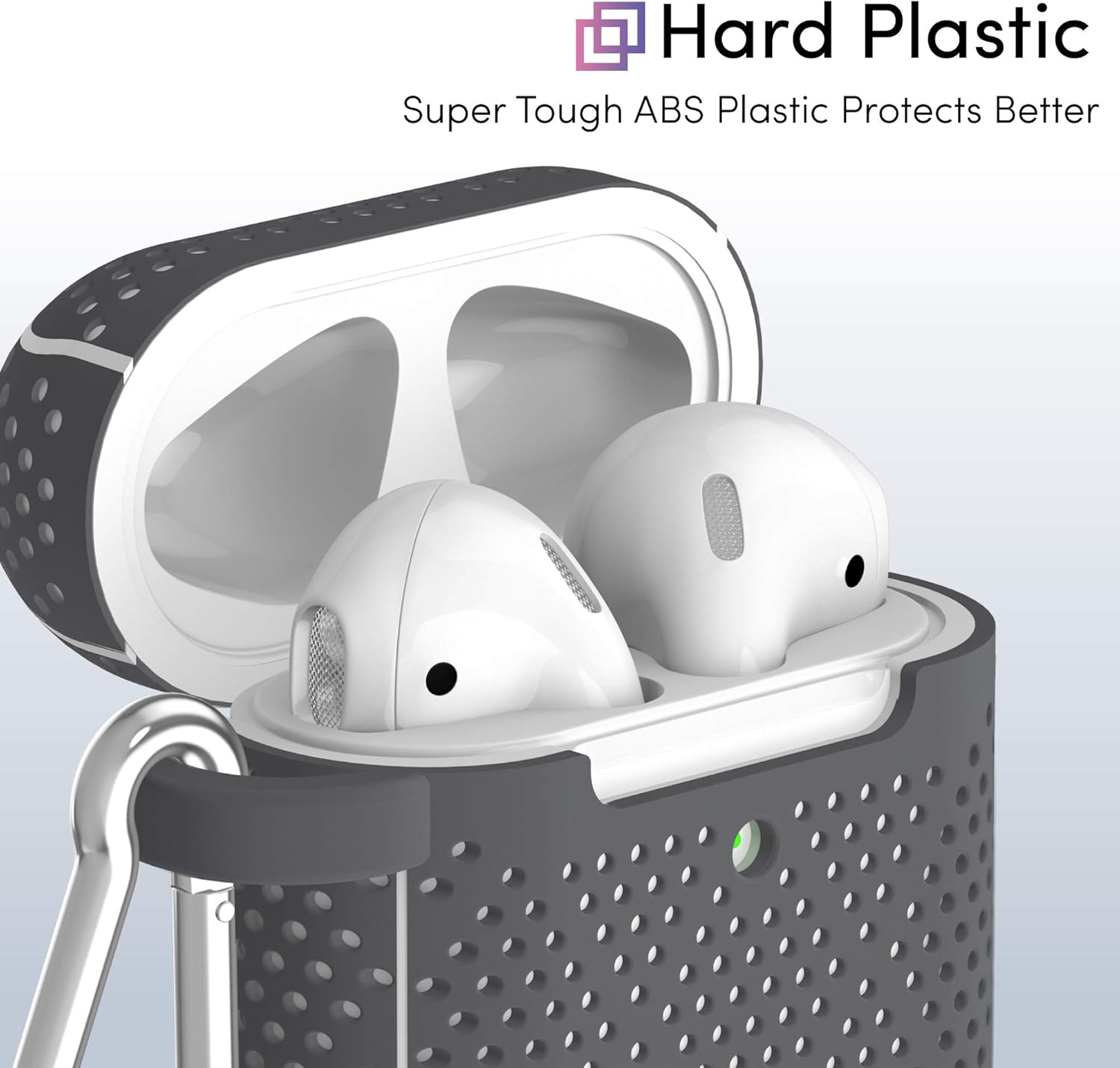 TalkWorks Funda para AirPods con llavero  Funda protectora de silicona dura para AirPods, con clip, mosquetón, carga inalámbrica, compatible con