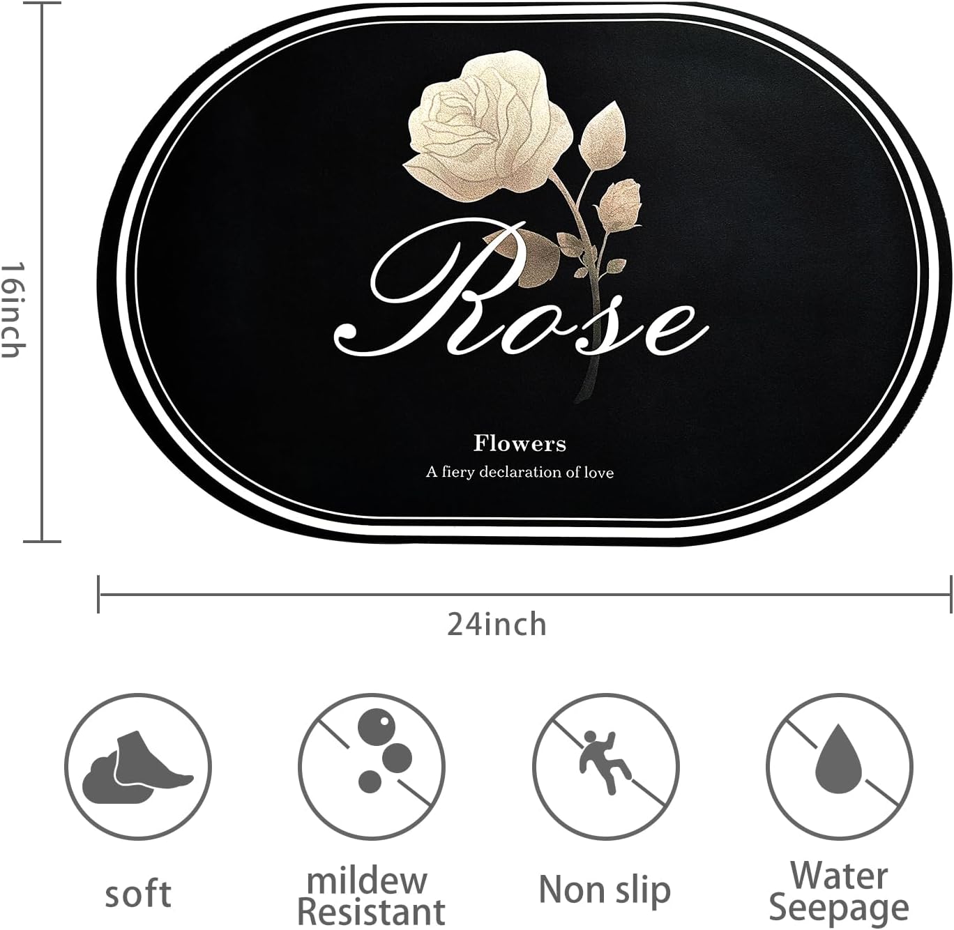 Alfombra de baño de secado rápido, súper absorbente, antideslizante, lavable, alfombra de ducha de 24 x 16 pulgadas para delante de la bañera,