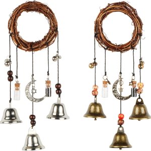 Campanas de bruja para protección del hogar, decoración pagana para atraer positivos y expulsar negativos, campanas de Navidad plateadas colgantes, Campanas de bruja para protección del hogar, decoración pagana para atraer positivos y expulsar negativos, campanas de Navidad plateadas colgantes,