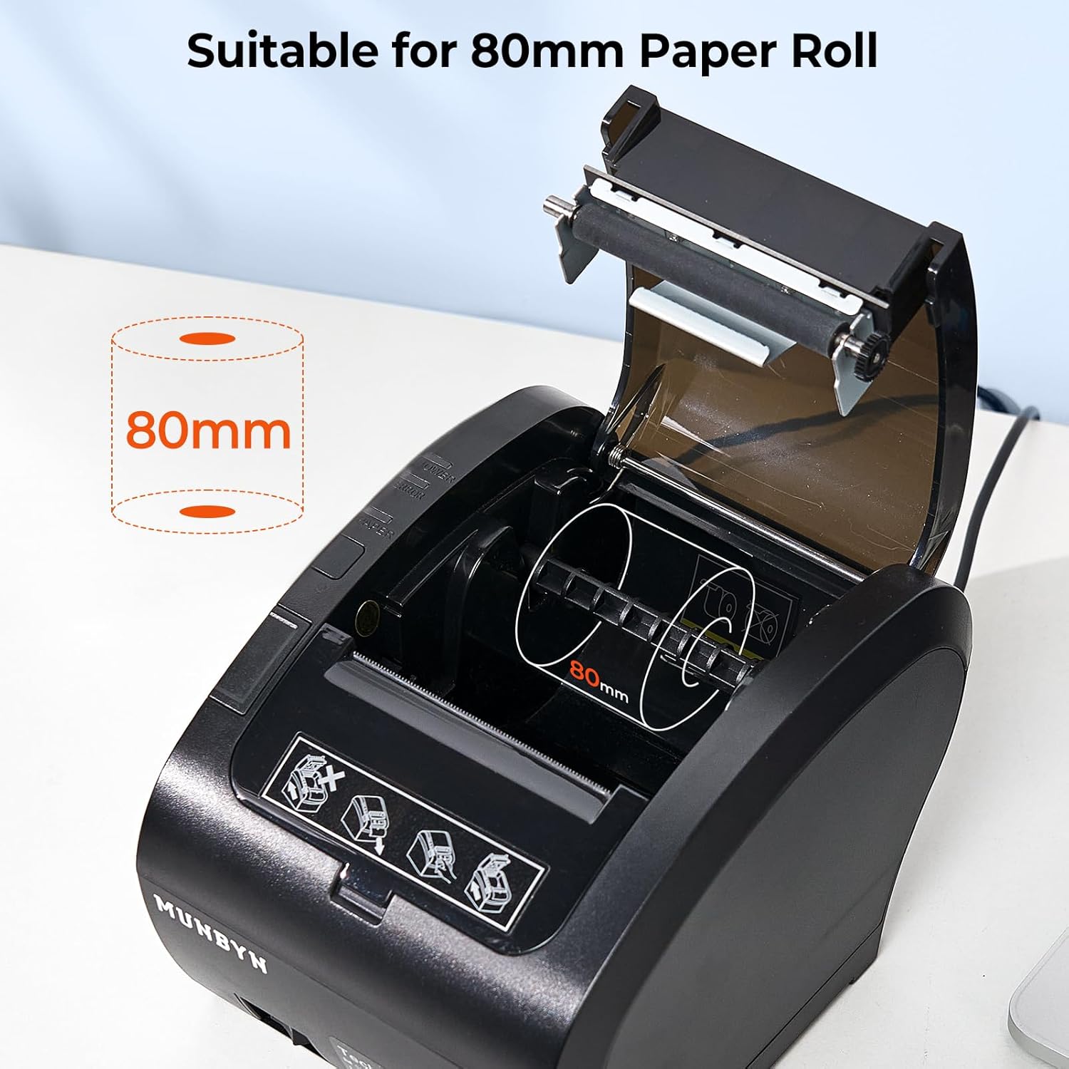 MUNBYN Impresora térmica de recibos Bluetooth P047, impresora POS de 3.150 in, impresora térmica con Ethernet serie USB, Bluetooth, compatible con