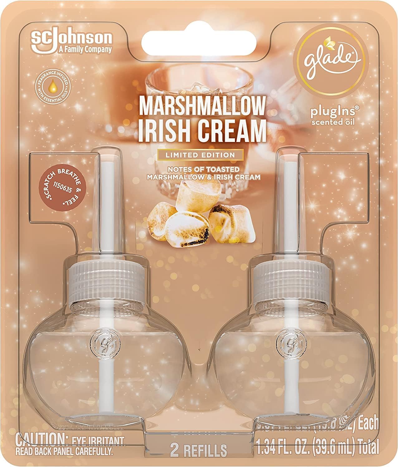 Glade PlugIns – Recambios de ambientador, aceites esenciales y perfumados para el hogar y el baño (Marshmallow Irish Cream, 0.67 onzas líquidas