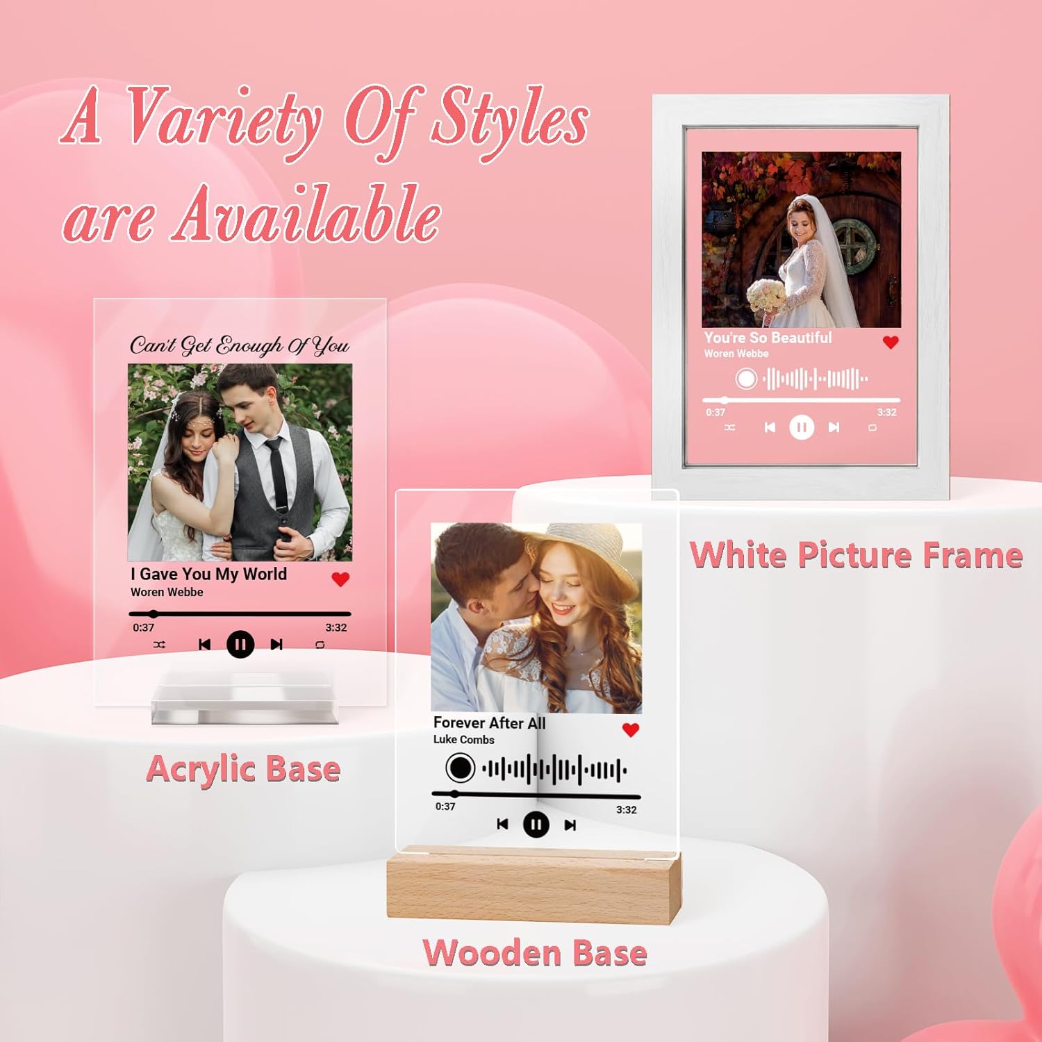 Canción acrílica personalizada con foto, canción favorita personalizada con álbum de fotos, marcos de fotos personalizados con placa de música