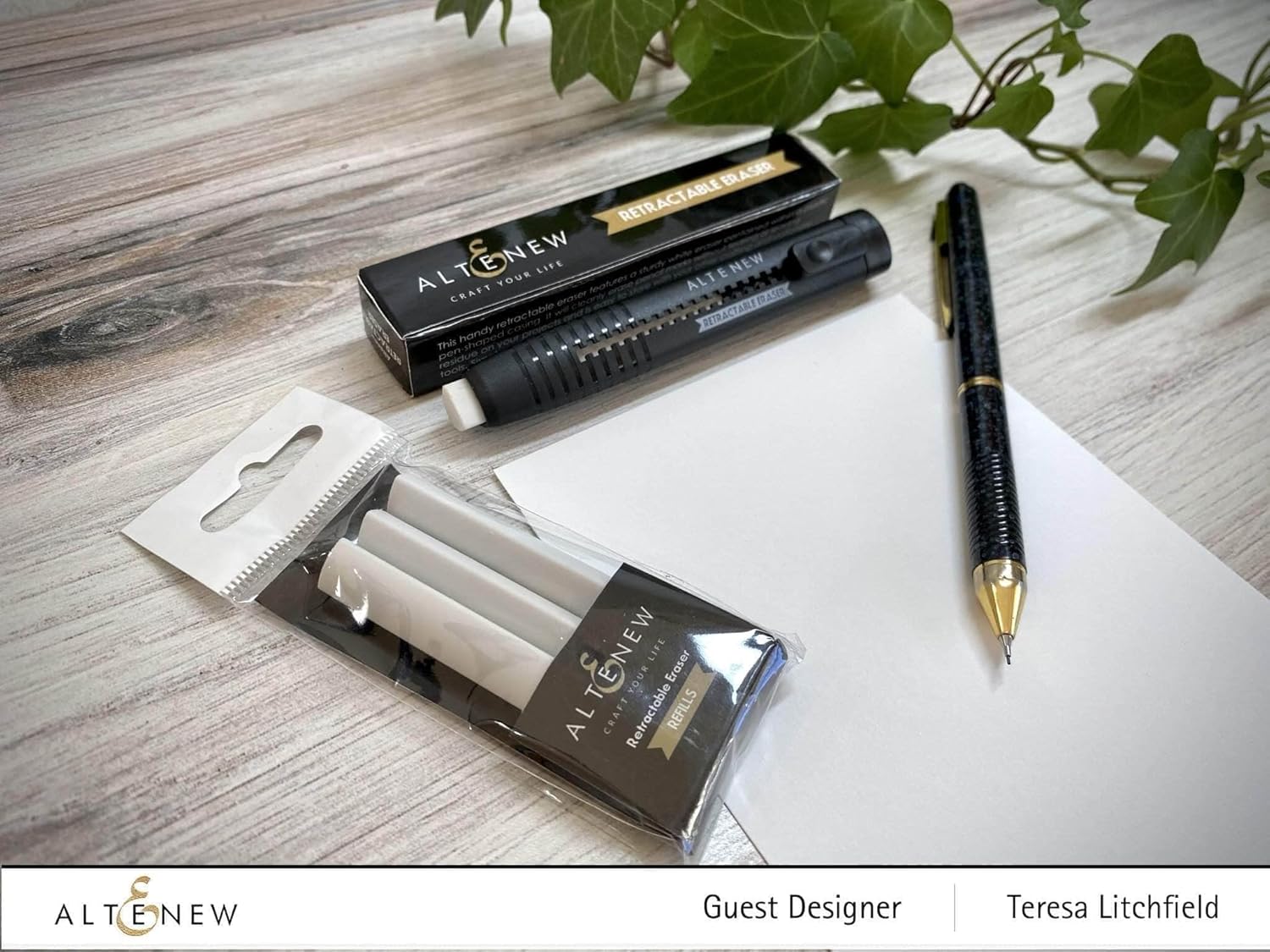Altenew Borrador retráctil, borrador en seco para marcas de lápiz, herramientas de artesanía, artesano de papel, acondicionador de tinta de sellos,
