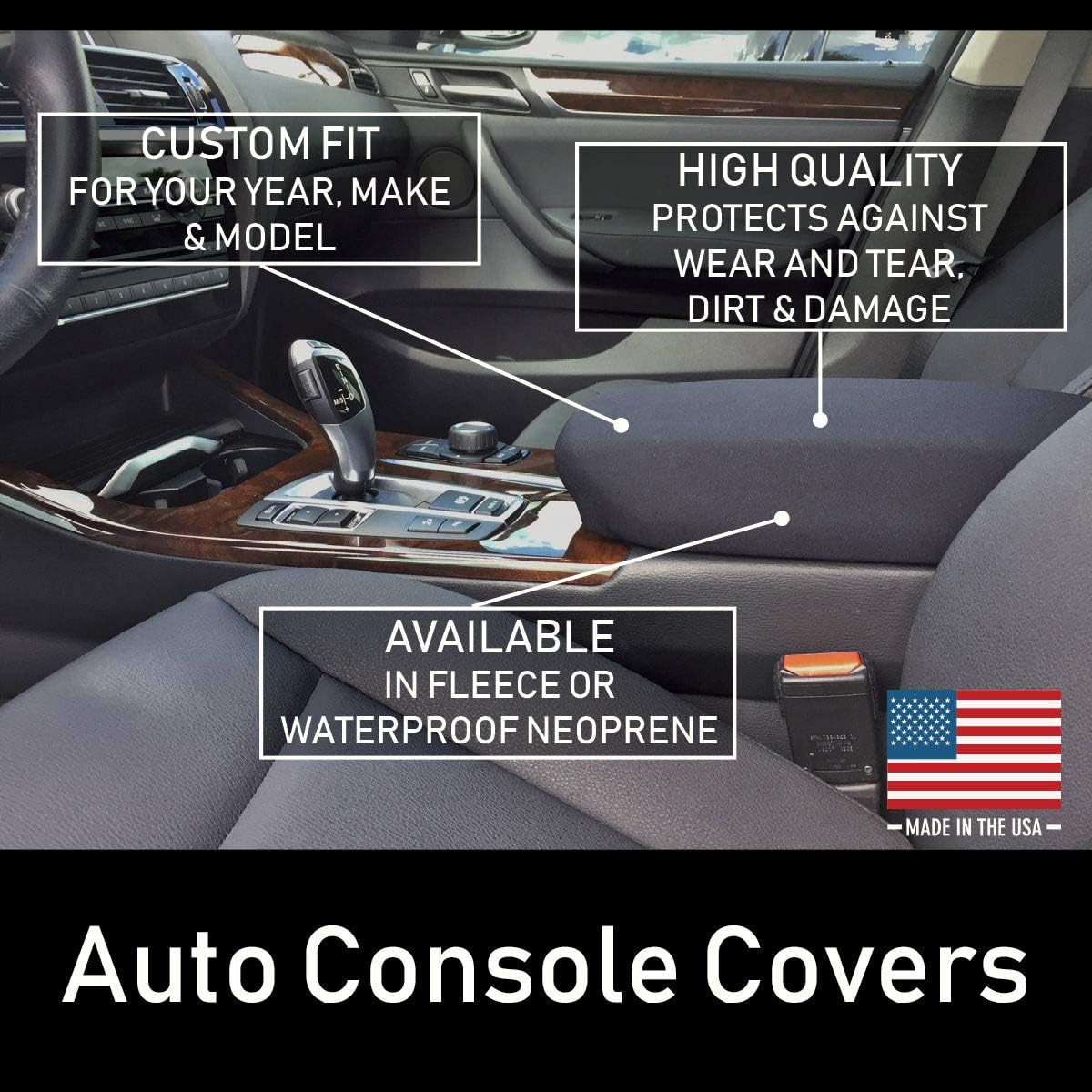 Se adapta a la cubierta del reposabrazos de la consola central Ford Fusion 2013-2016, tela de neopreno impermeable – Negro