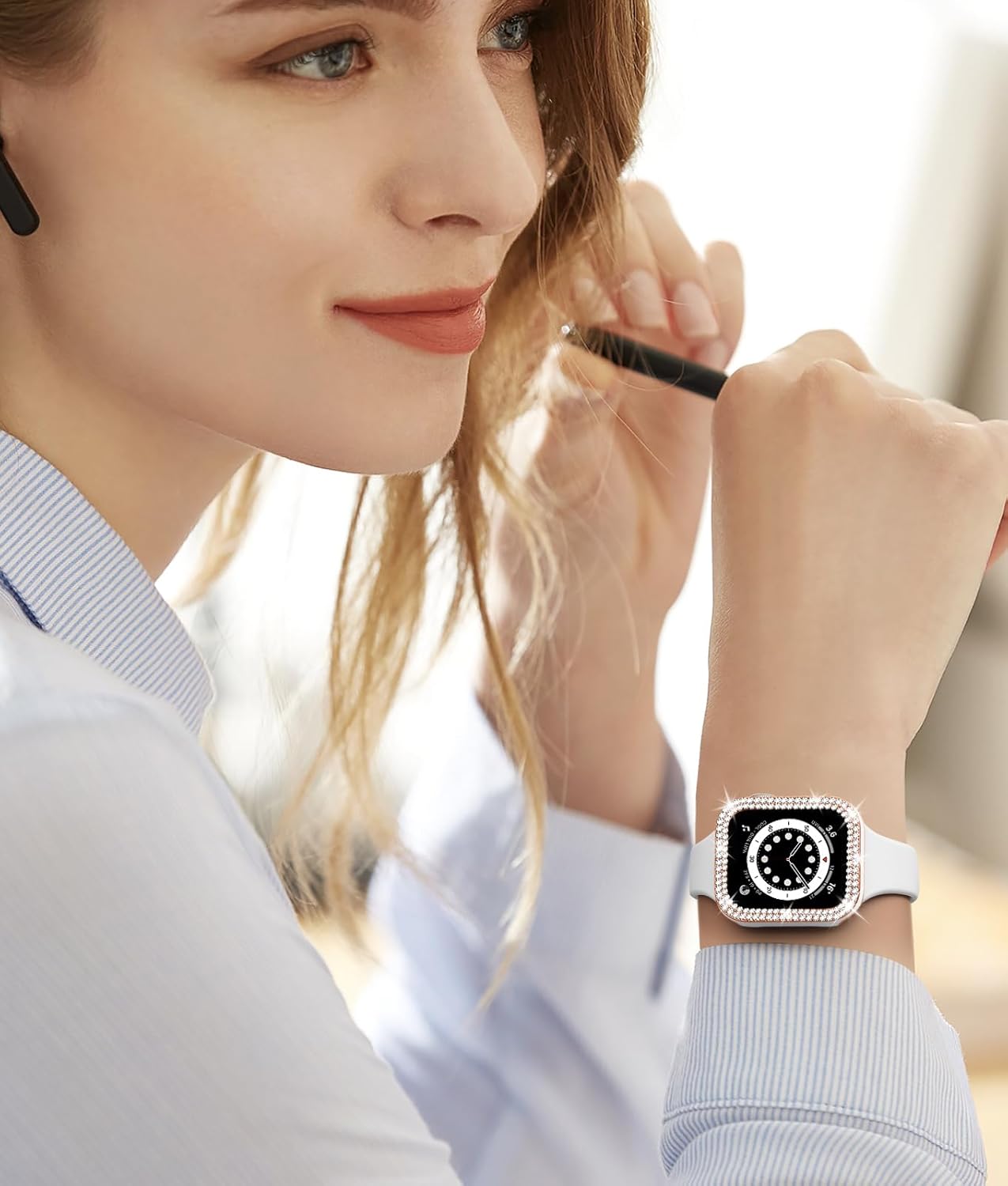 Charlam Funda brillante para Apple Watch de 1.575 pulgadas, 1.496 pulgadas, 1.614 pulgadas, 1.732 pulgadas, 1.772 pulgadas, iWatch SE Series 8, 7,