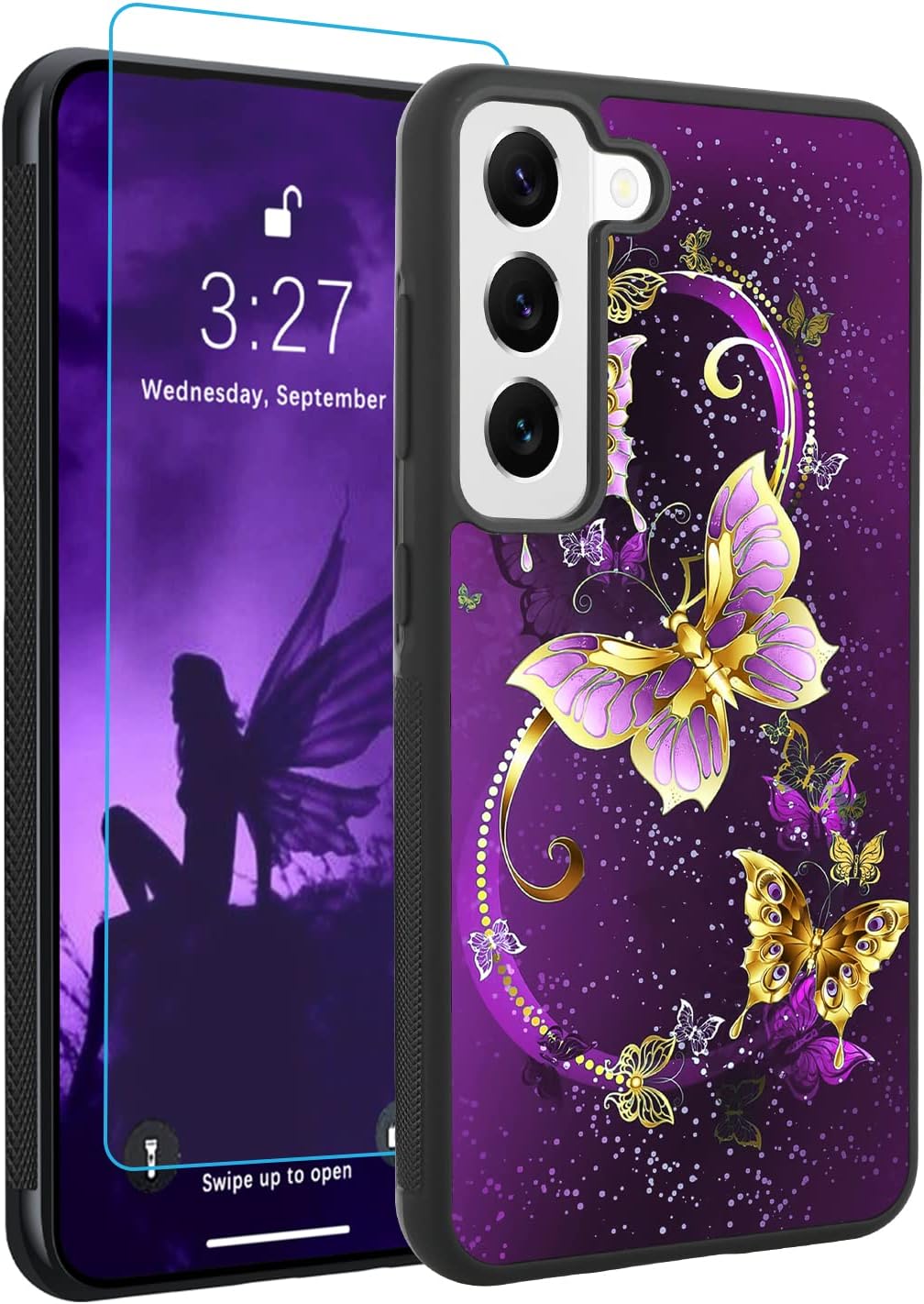 OOK Funda compatible con Samsung Galaxy S23 Plus, diseño de mariposa, nebulosa, espacial, policarbonato duro+TPU suave, antideslizante, ultrafina,