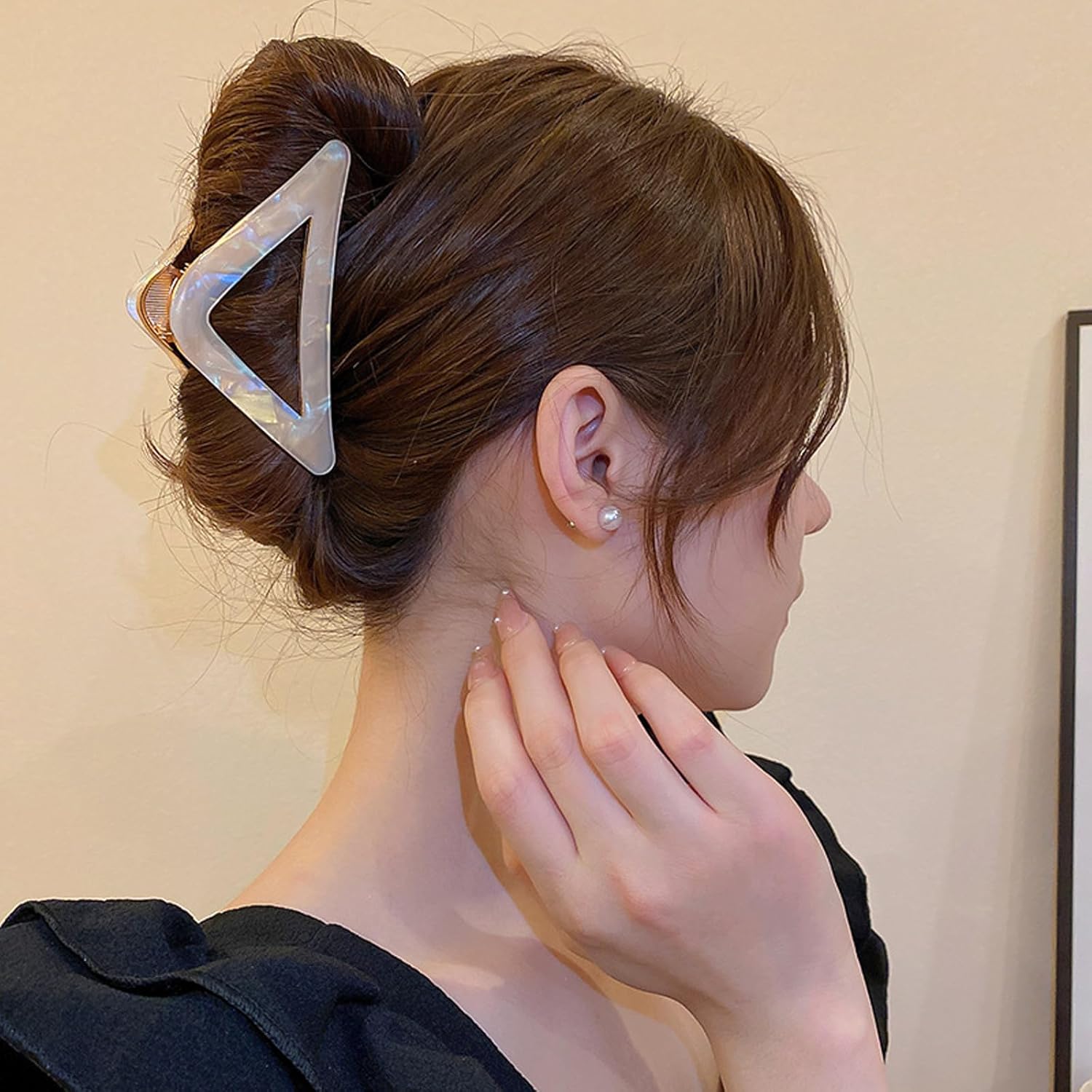 Agirlvct Paquete de 2 pinzas de metal para el cabello, pinzas triángulos huecas, pinzas de agarre fuertes de tamaño mediano, pinzas de agarre