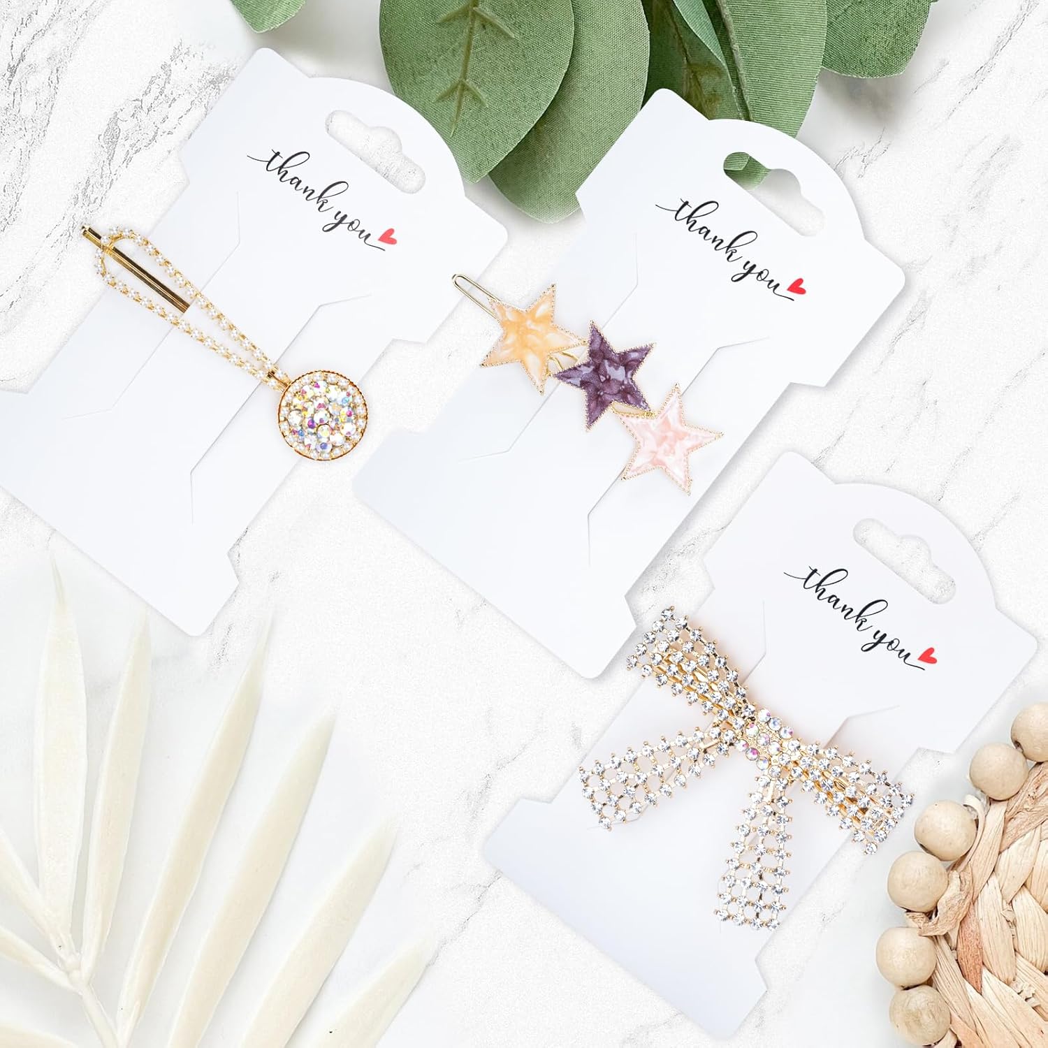 Anwyll Tarjetas de exhibición de lazo con clip para el cabello, tarjetas con clip de lazo para el cabello, pasadores de cabello blanco, tarjetas de