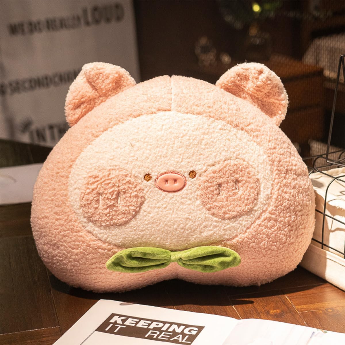 ARELUX Almohada de peluche de anime de cerdo suave de 16 pulgadas, lindo peluche de cerdito de durazno, peluche kawaii, decoración de habitación,