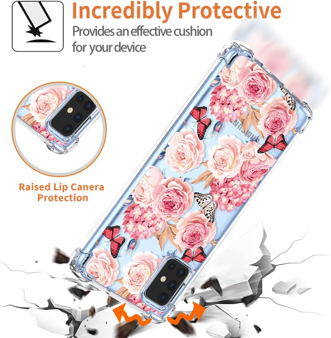 Funda para Galaxy A51 4G, SM-A515U, transparente, con diseño de TPU suave, absorción de golpes, diseño floral, delgada, funda protectora para