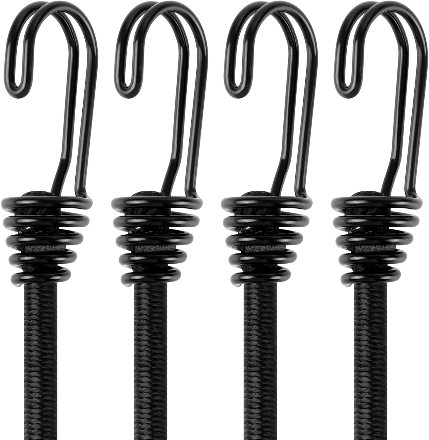 Correas elásticas dobles J de 18 pulgadas con ganchos, cuerdas elásticas negras con ganchos, resistentes al aire libre para campamento, carpas,