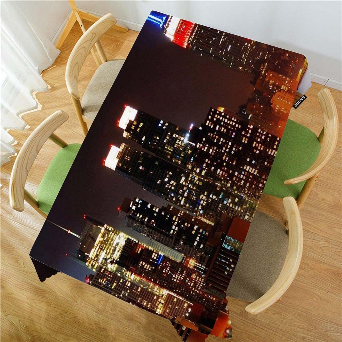 Swono Mantel rectangular moderno con diseño de horizonte de la ciudad de Nueva York, mantel rectangular moderno para picnic, mantel de poliéster