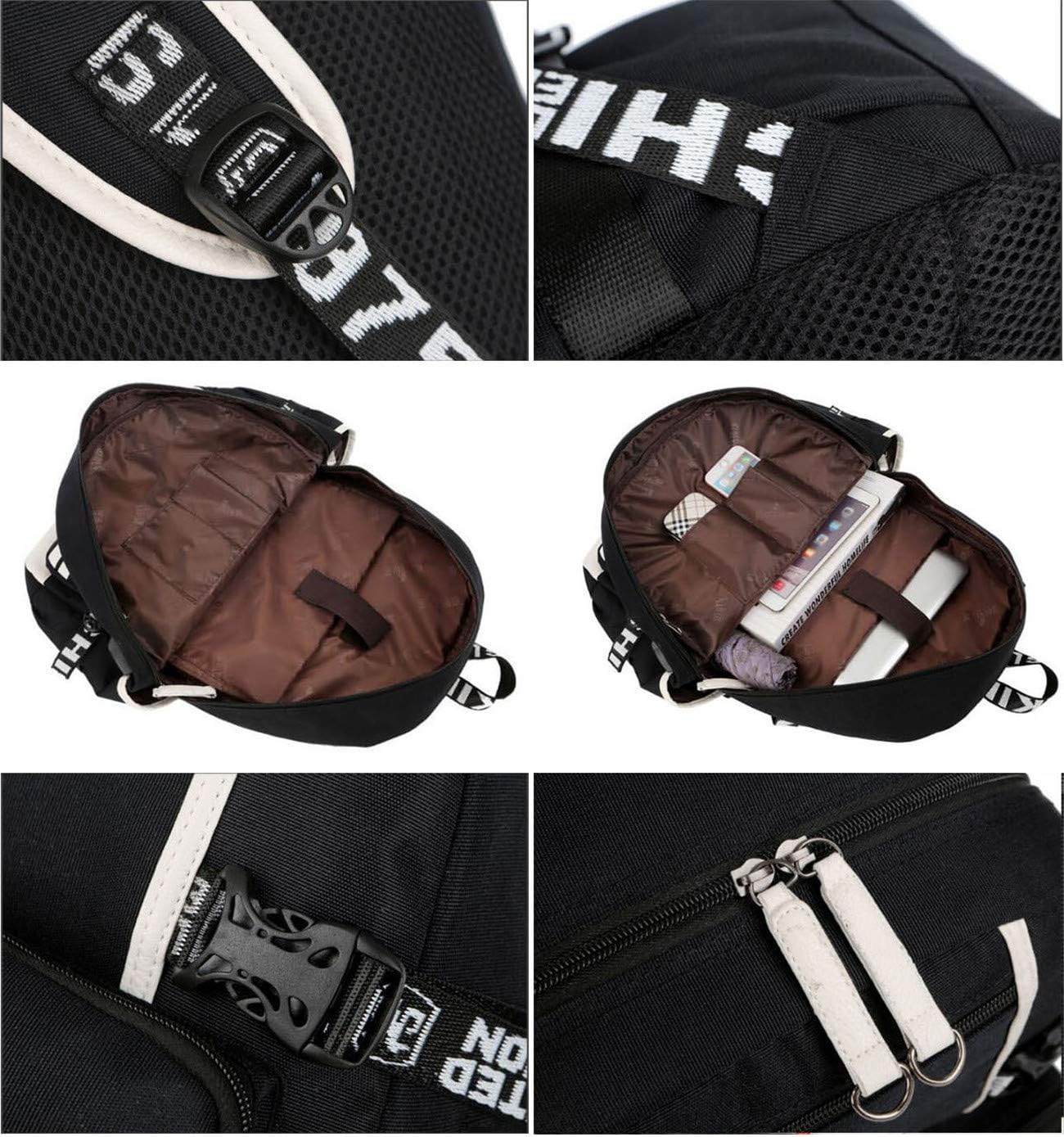 Death Note Anime – Mochila luminosa para laptop con puerto de carga USB, Luminoso 2, Mochilas Daypack