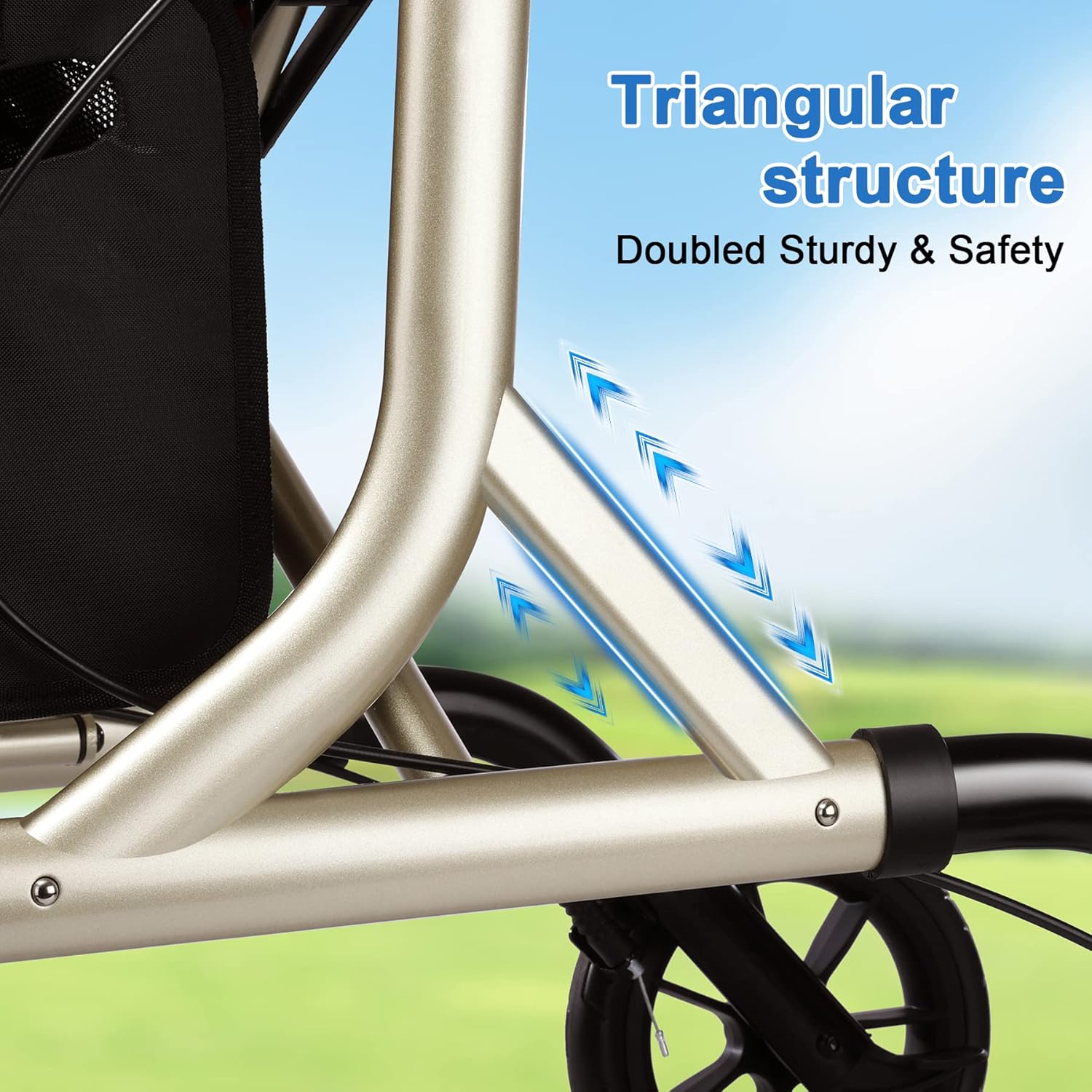 WALK MATE Andador con ruedas para personas mayores con soporte para tazas, botón de presión de pulgar mejorado para ajuste de altura, ruedas de 4 x