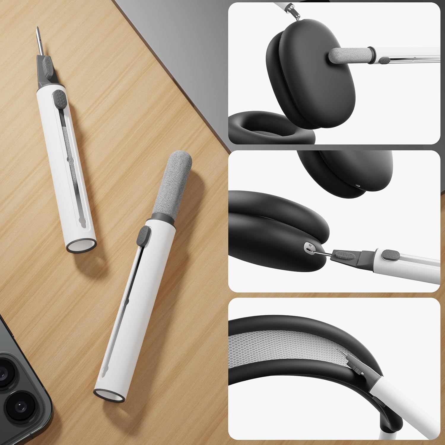 Funda de silicona para AirPods Max, funda transparente de TPU suave para los oídos, cubierta para la diadema para AirPod Max, kit de limpieza,