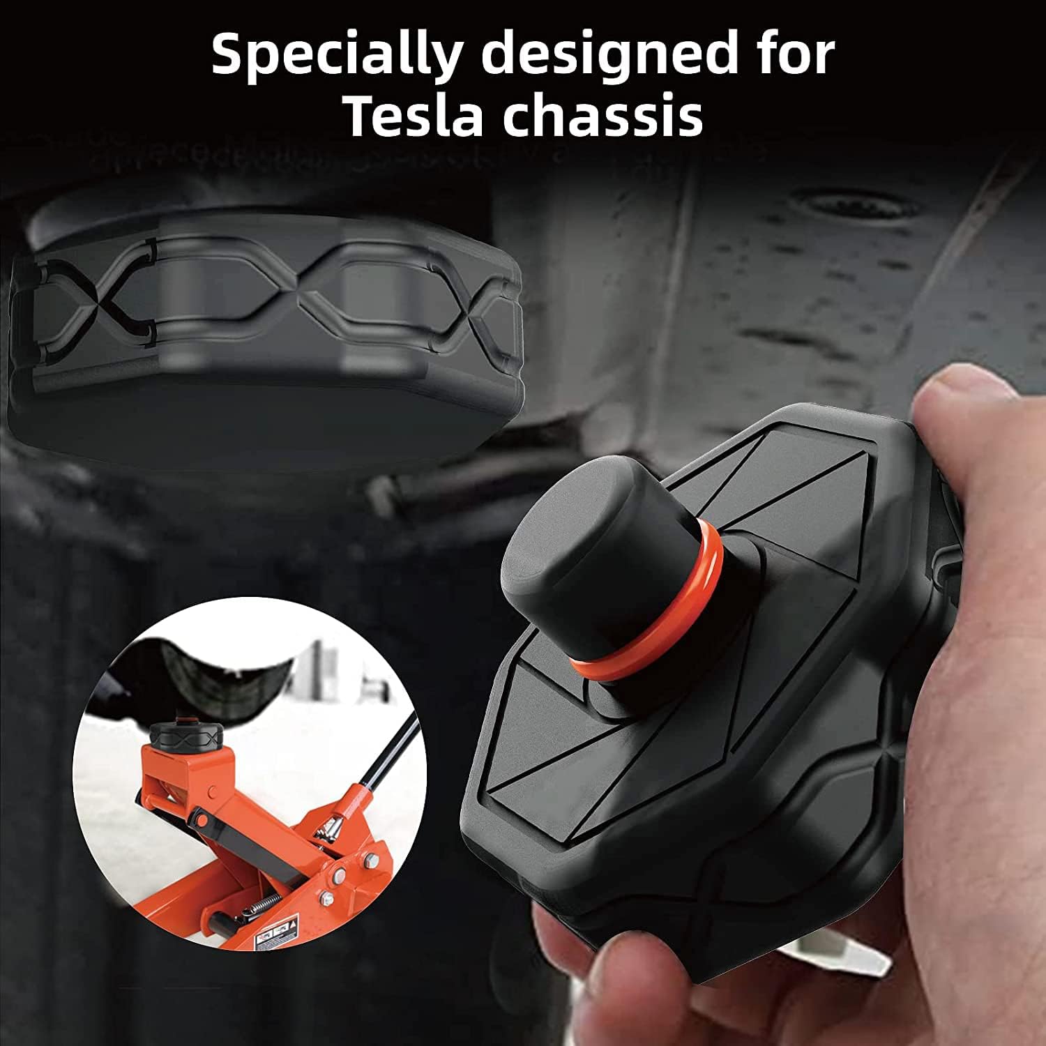 BIG RED Almohadillas de elevación para Tesla modelo YS3X antideslizante Jack Pucks Tesla Accesorios para batería y chasis, 4 paquetes con una funda