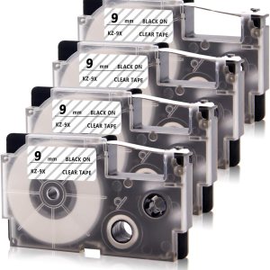 Absonic Cinta de etiquetas de repuesto compatible para Casio XR-9X XR-9X2S XR9X XR9X2S 0.354 in 0.35″ Negro sobre cinta de etiquetas transparente Absonic Cinta de etiquetas de repuesto compatible para Casio XR-9X XR-9X2S XR9X XR9X2S 0.354 in 0.35″ Negro sobre cinta de etiquetas transparente